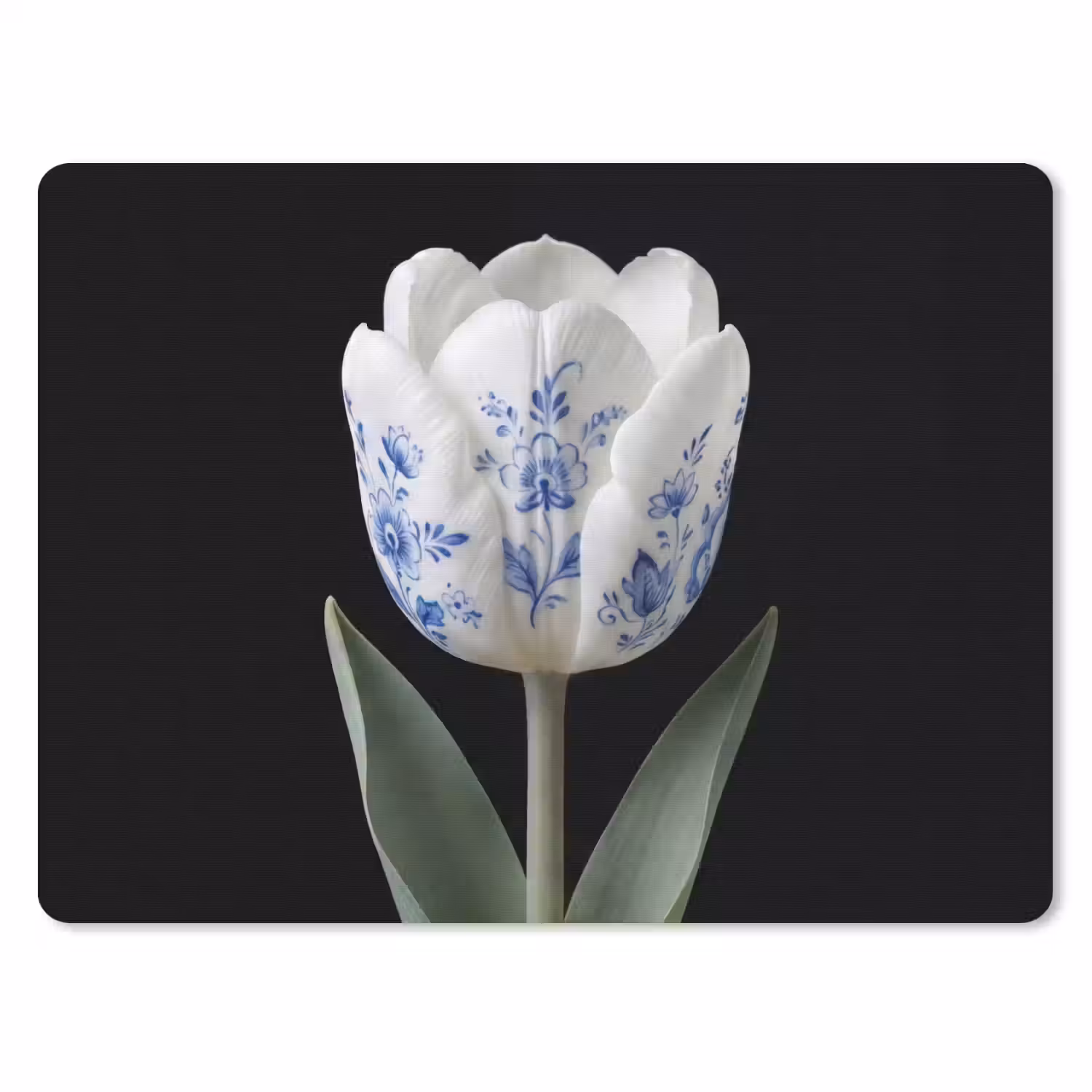 Tulp - Patroon - Blauw muismat rubber klein -3d