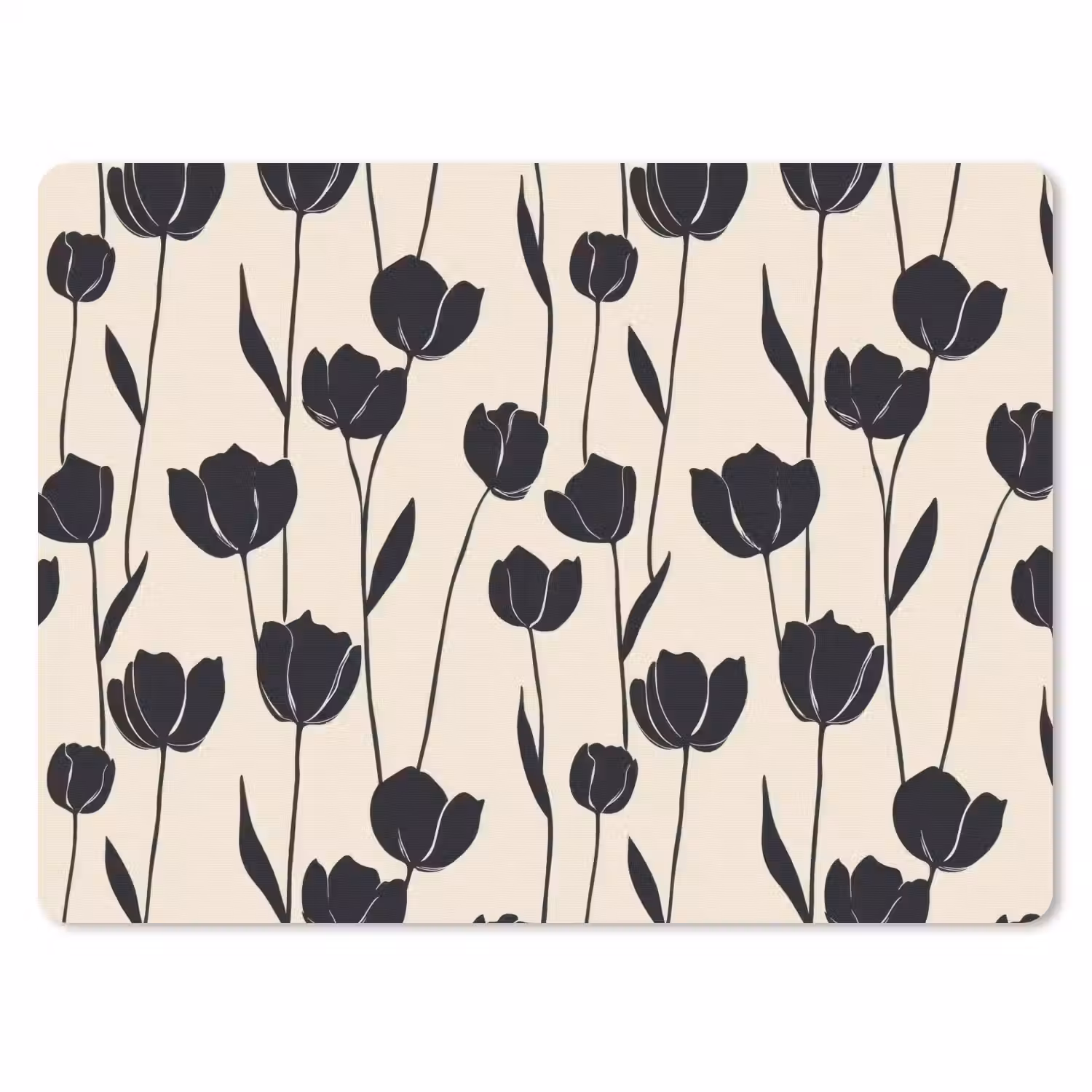 Tulpen - Patroon - Zwart muismat rubber klein 262 -3d