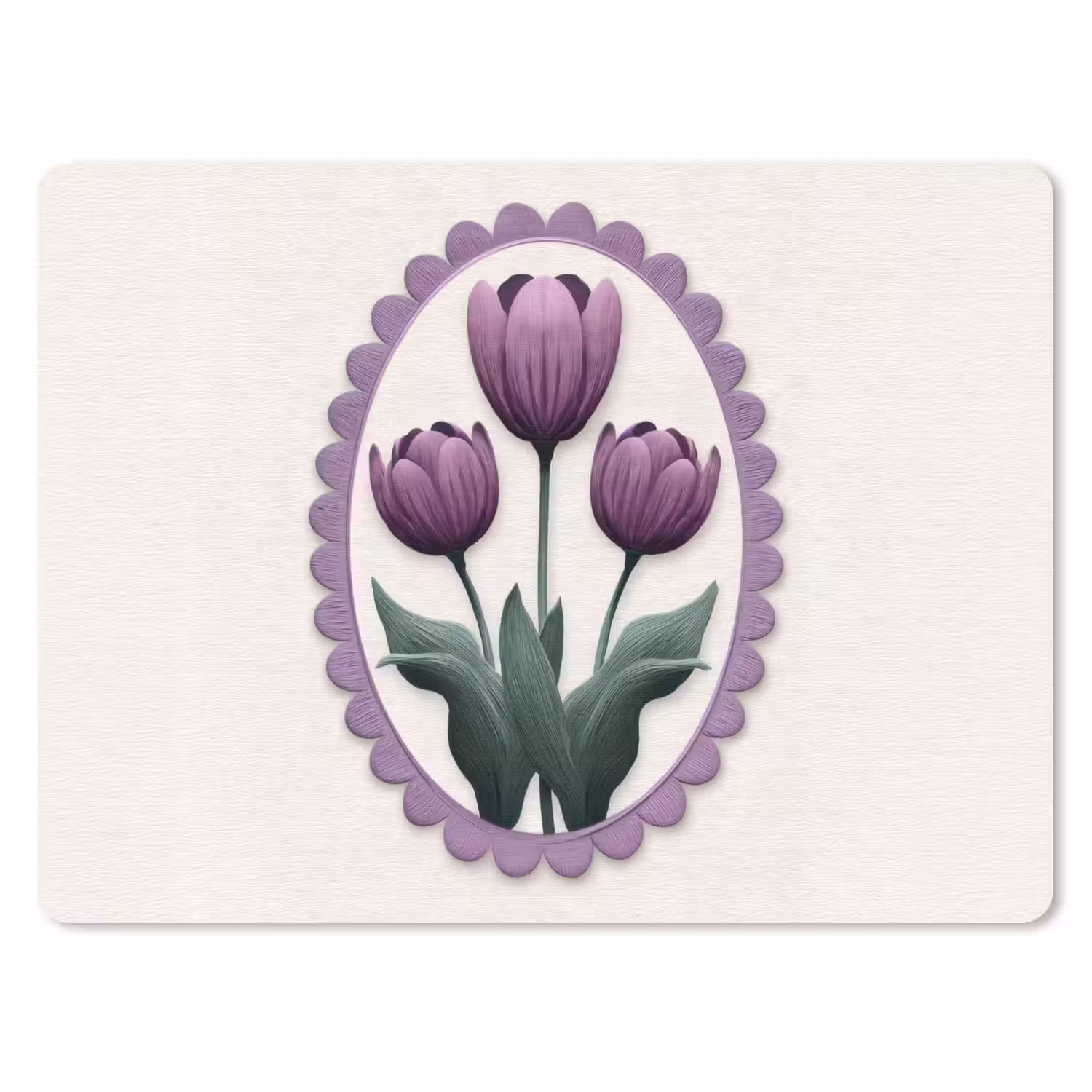 Tulpen - Paars - Lijst - Bladeren muismat rubber klein -3d