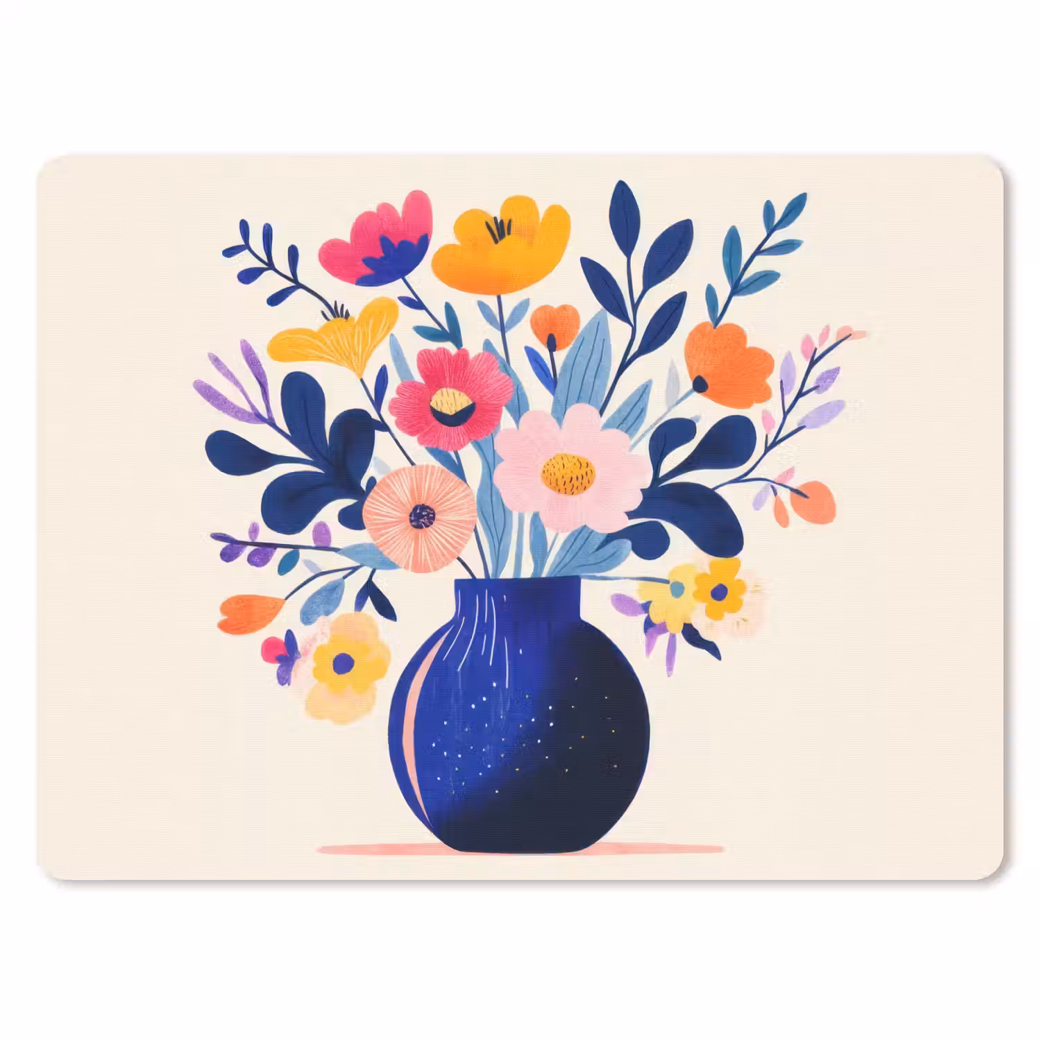 Vaas - Bloemen - Boeket muismat rubber klein -3d