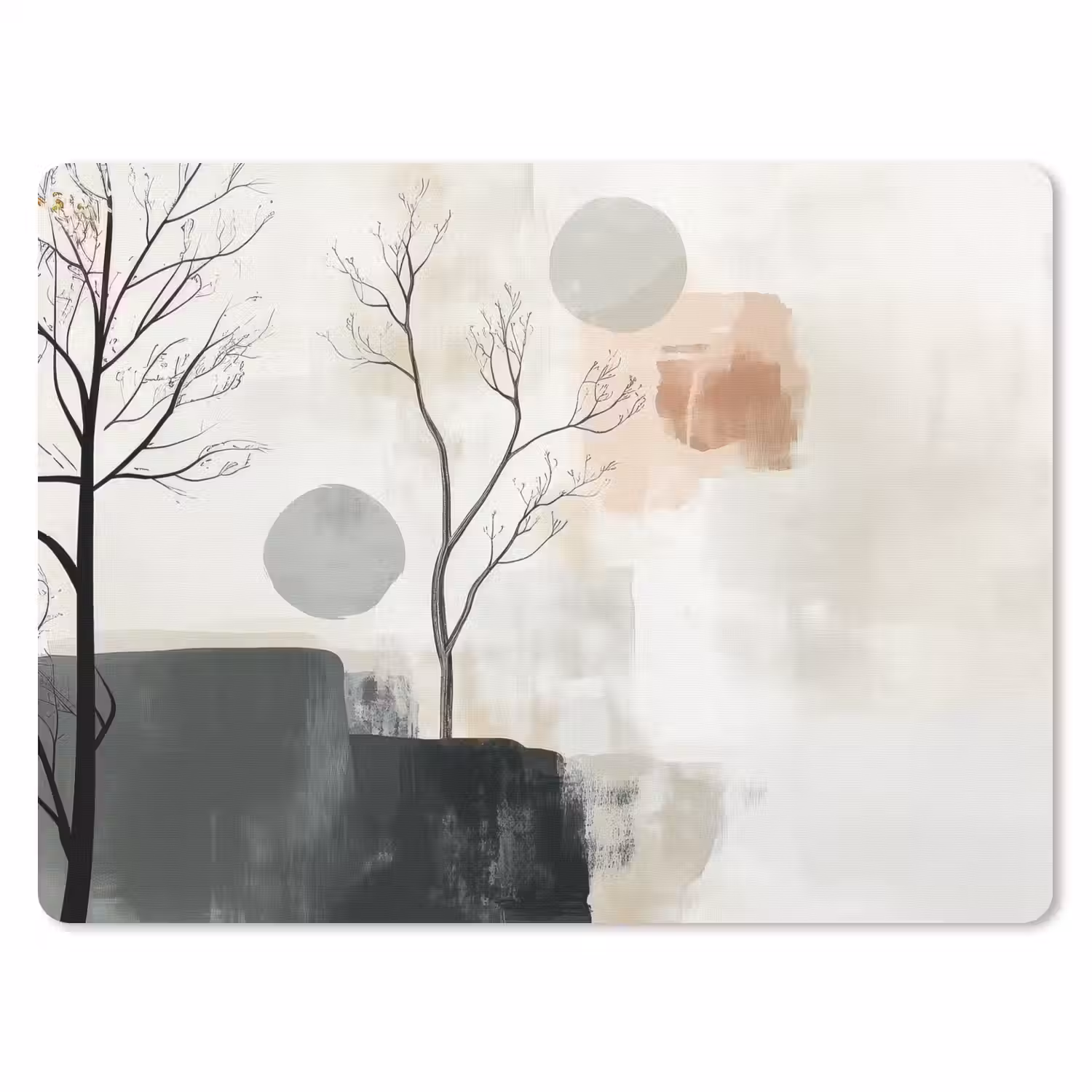 Wabi sabi - Beige - Plant muismat rubber klein -3d