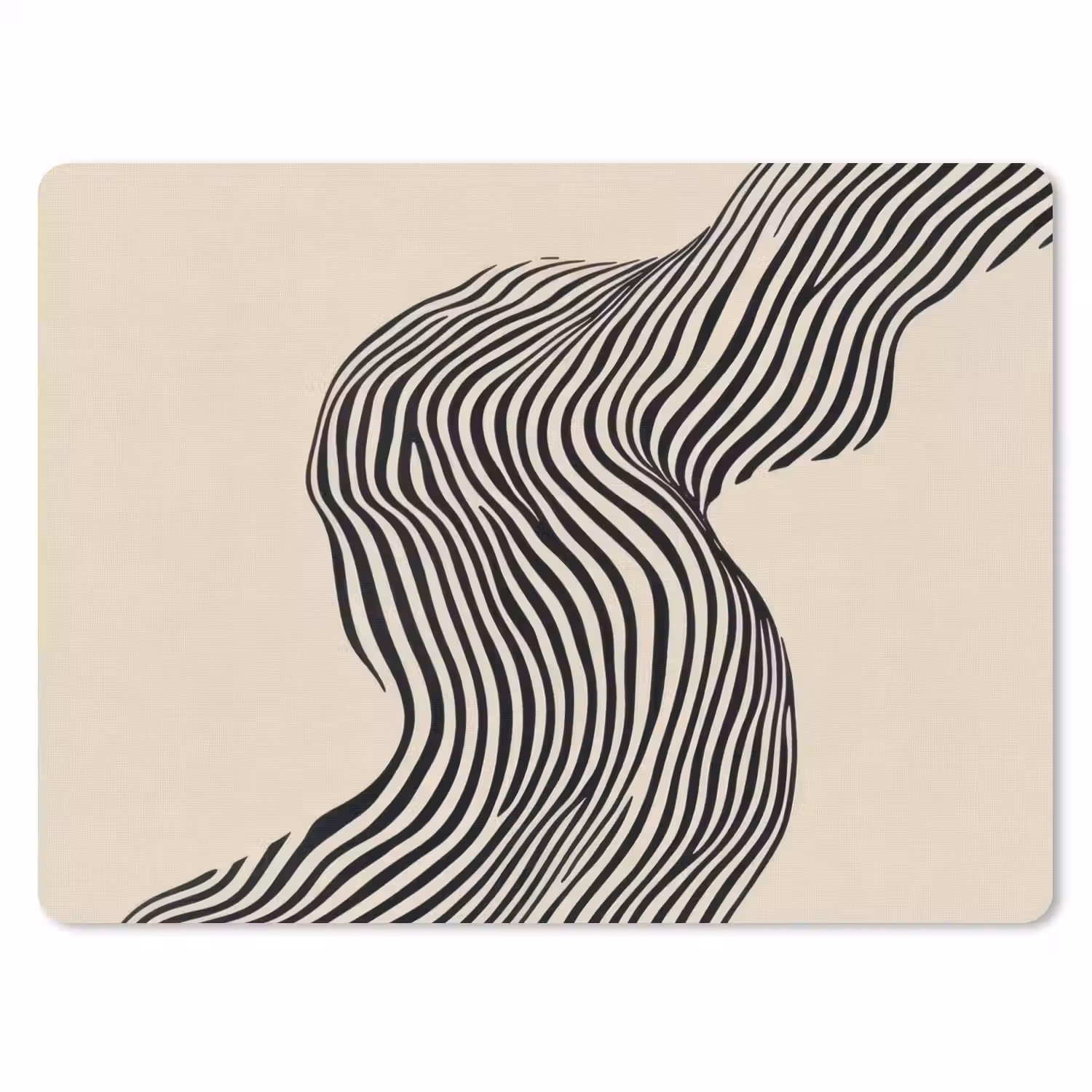 Golvend - Lijnen - Abstract - Silhouet muismat rubber klein -3d