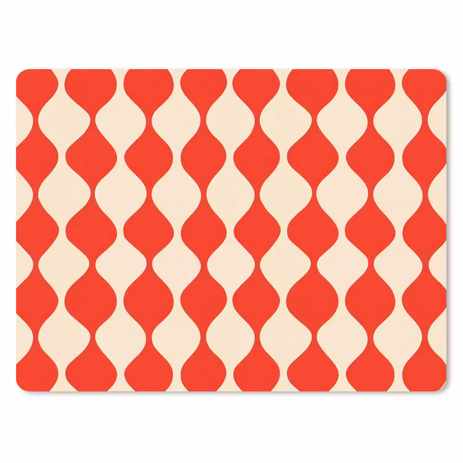 Golvend patroon - Retro - Rood - Beige muismat rubber klein 262 -3d