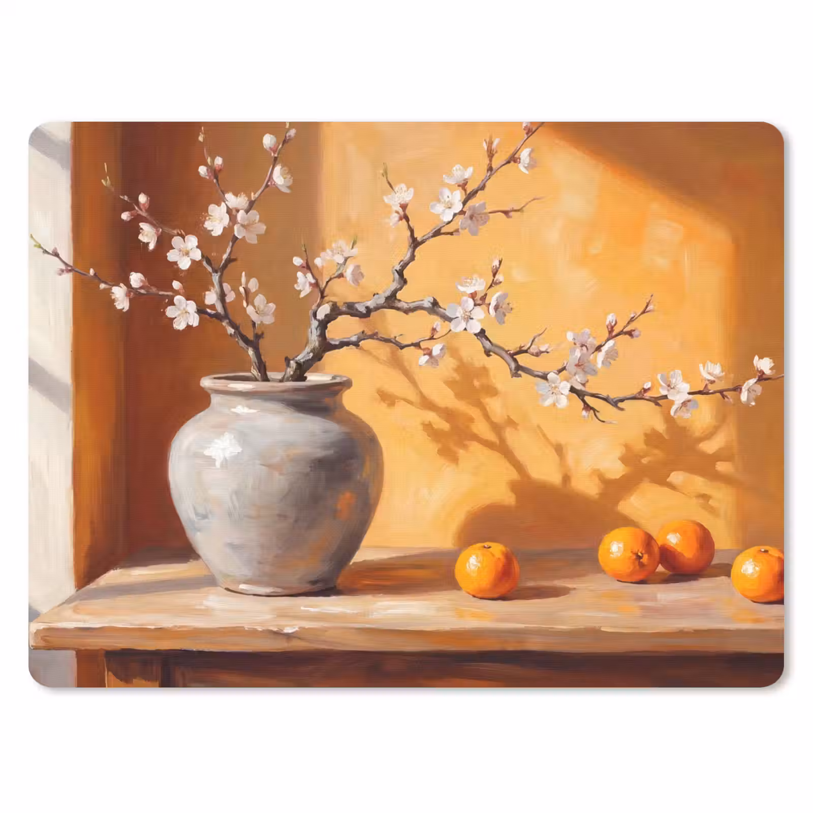 Mouse Pad - White Flowers - Still Life - Witte bloemen - Stilleven muismat rubber klein