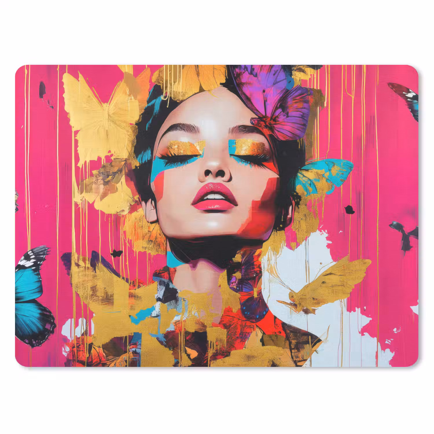 Vrouw - Abstract - Kleurrijk muismat rubber klein -3d