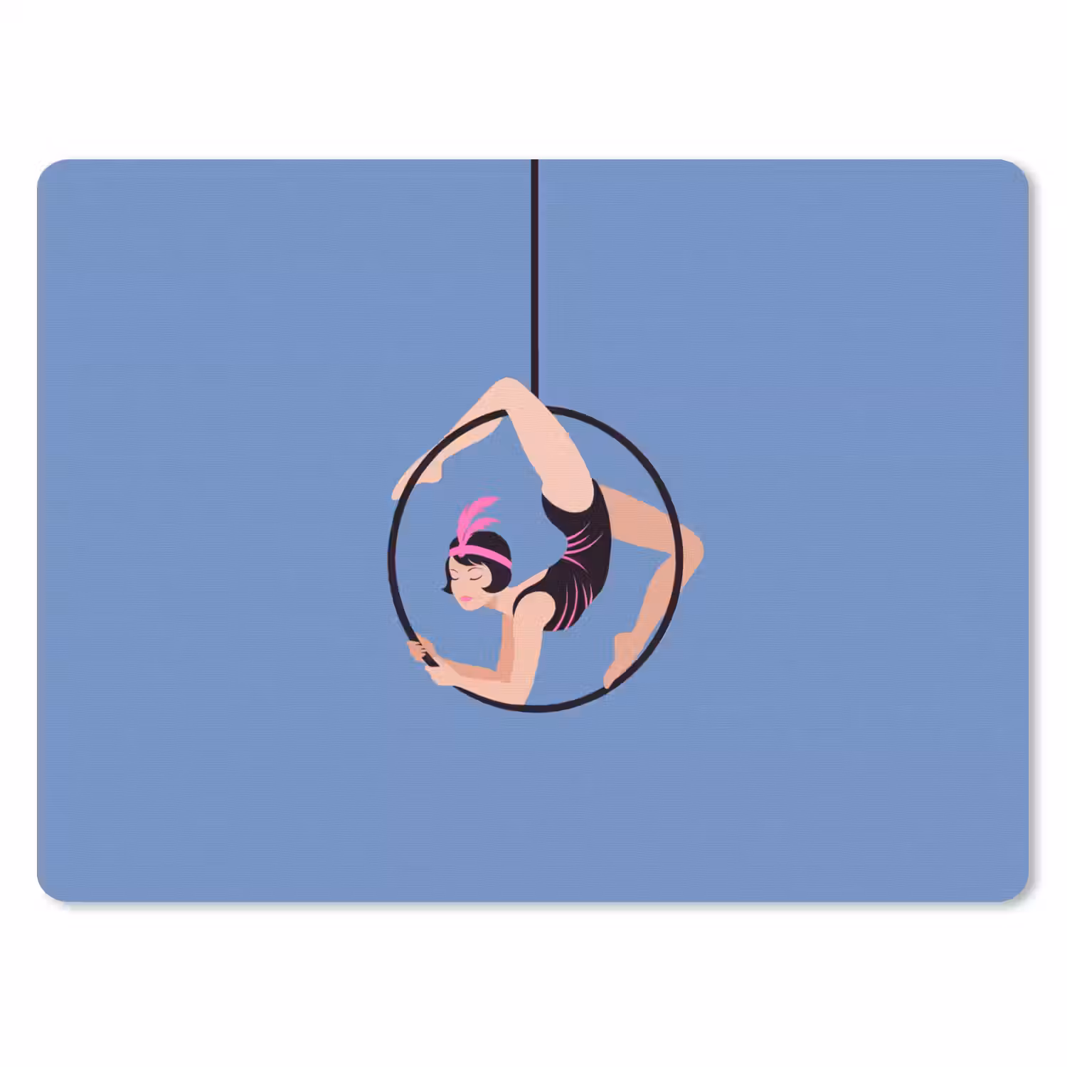 Vrouw - Aerial hoop - Art deco - Illustratie - Blauw muismat rubber klein -3d