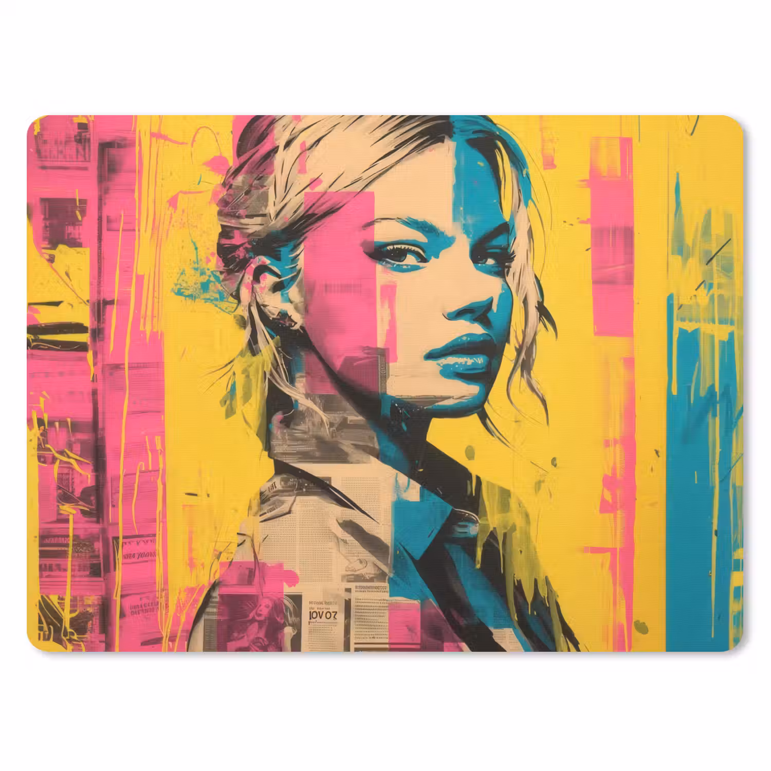 Vrouw - Verfstrepen - Gekleurd muismat rubber klein -3d