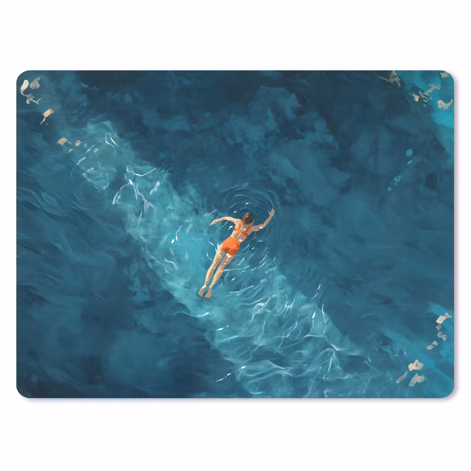 Vrouw - Water - Bikini - Oranje muismat rubber klein -3d