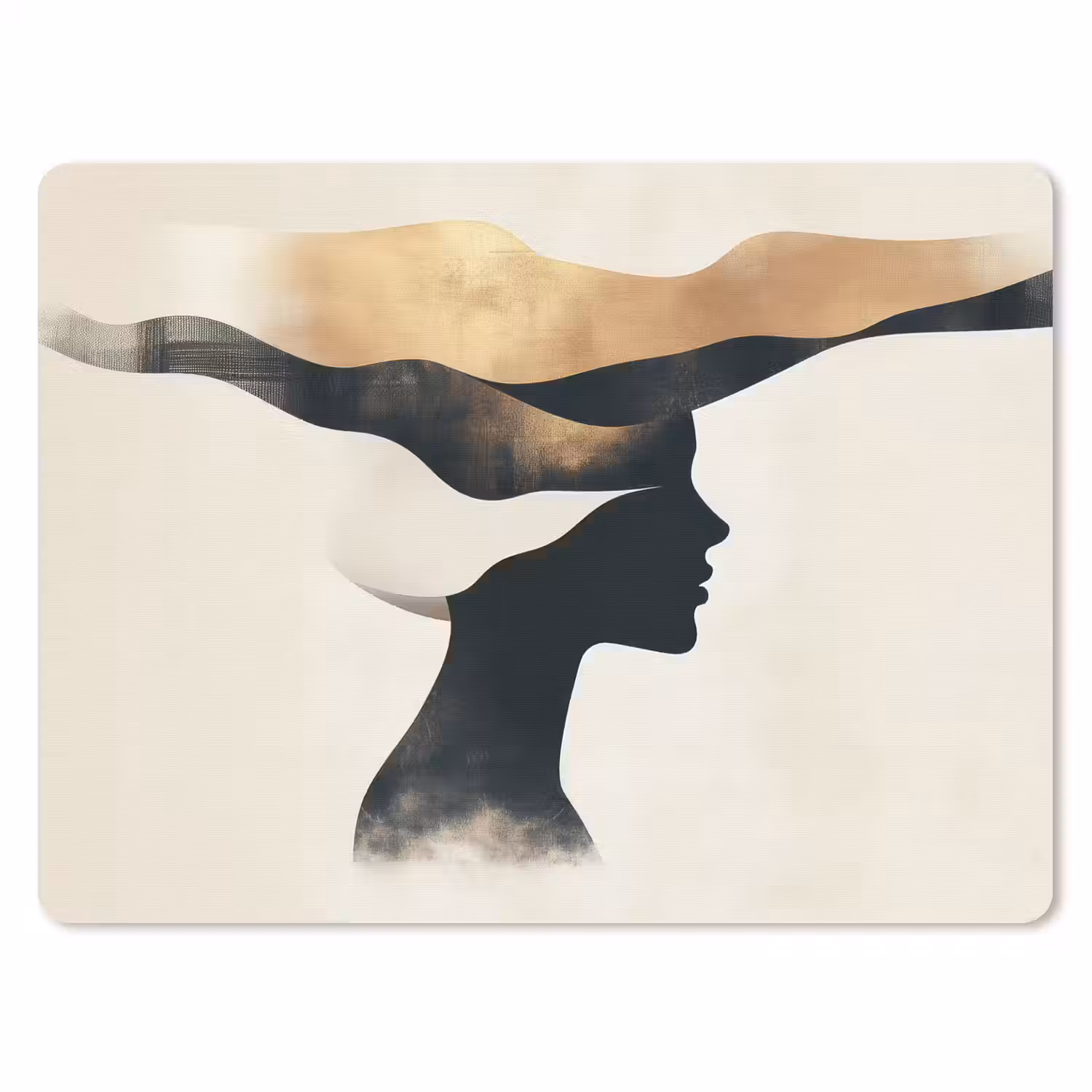 Vrouw - Golven - Zwart muismat rubber klein -3d