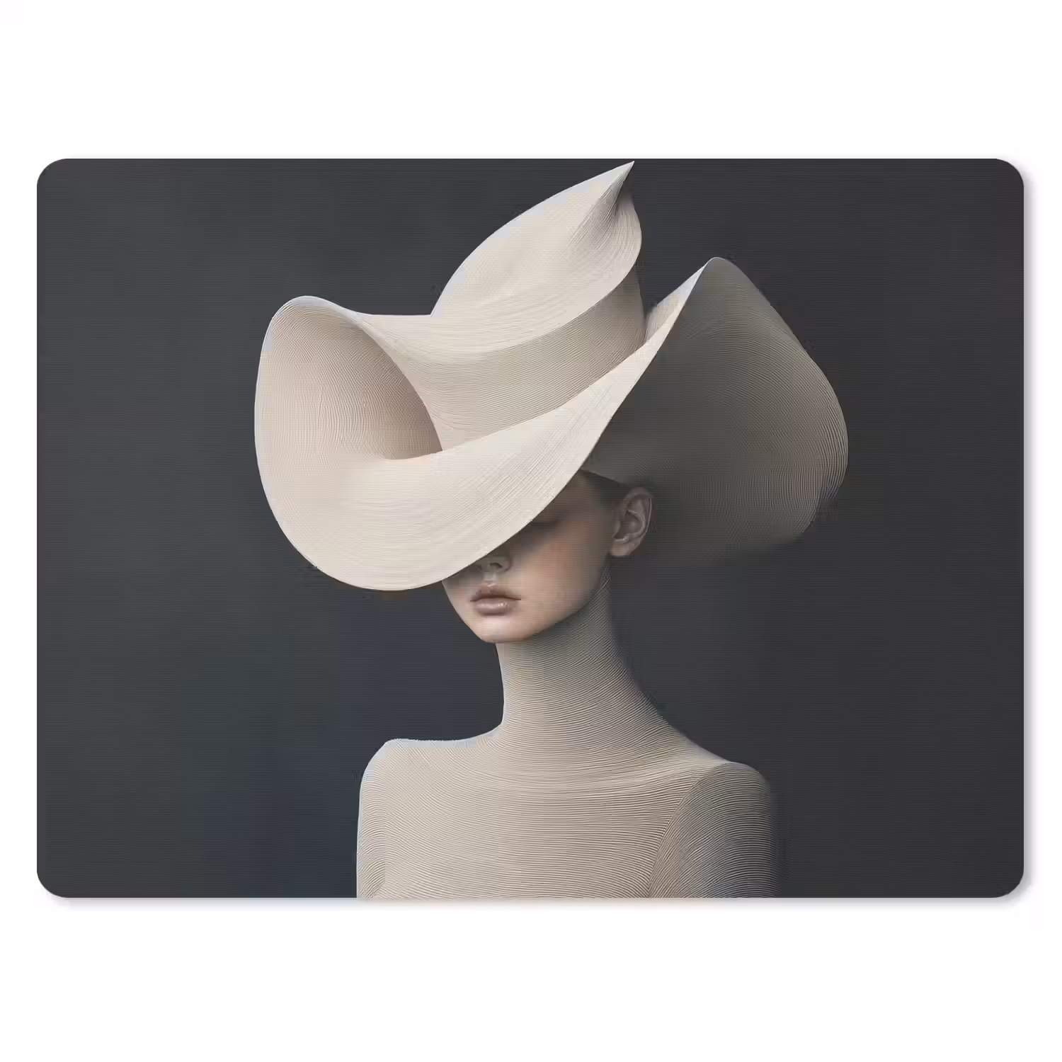 Vrouw - Golvende - Hoed muismat rubber klein -3d
