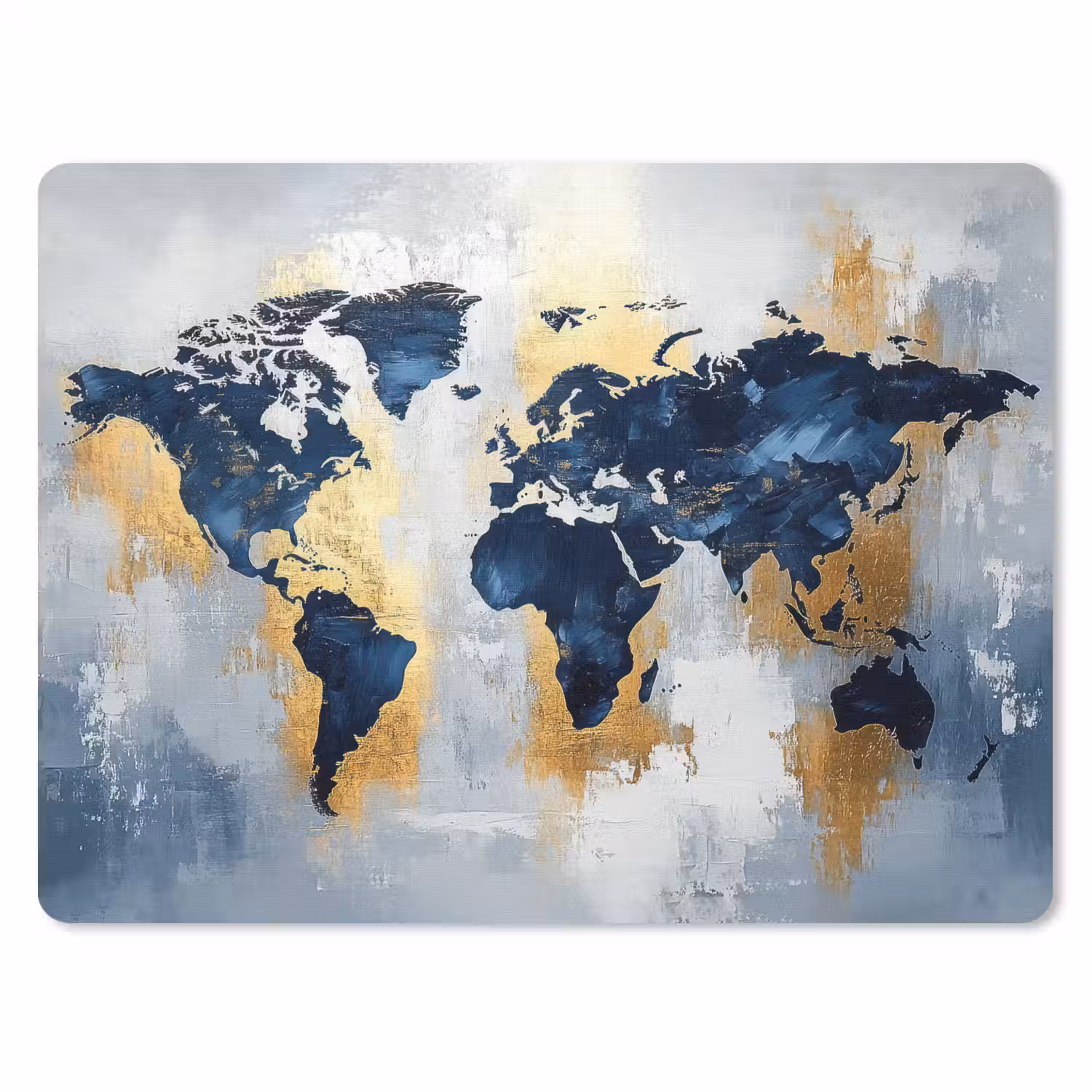 Wereldkaart - Blauw - Abstract muismat rubber klein -3d
