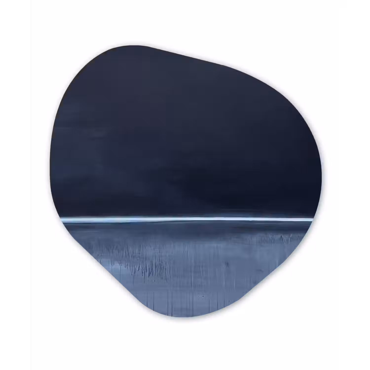 Abstract - Horizontale lijn - Minimalistisch - Donkerblauw - Kunst Wandcirkel Organisch Forex 3mm klein -3d