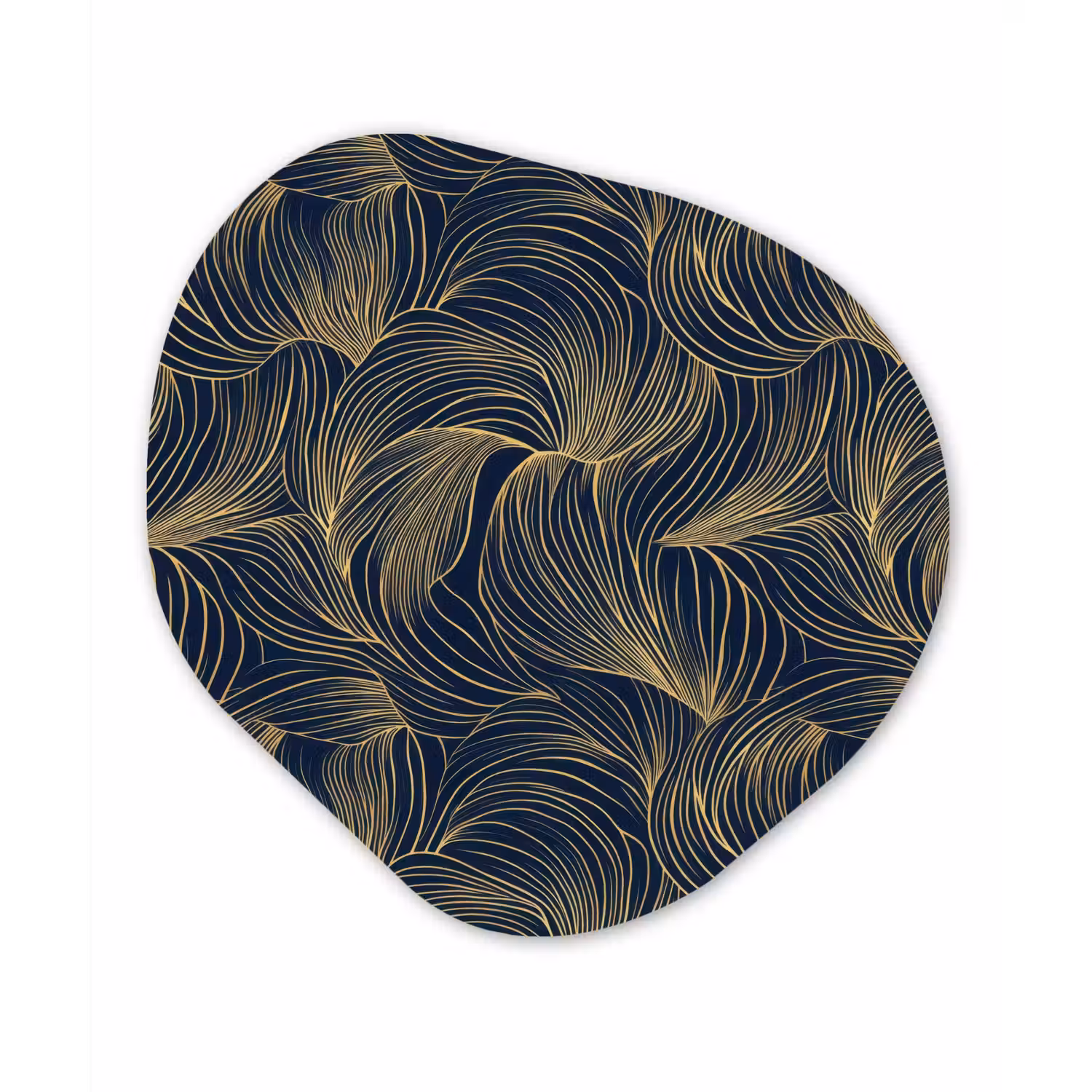 Abstract - Lijnen - Blauw - Goud Wandcirkel Organisch Forex 3mm klein 629 -3d