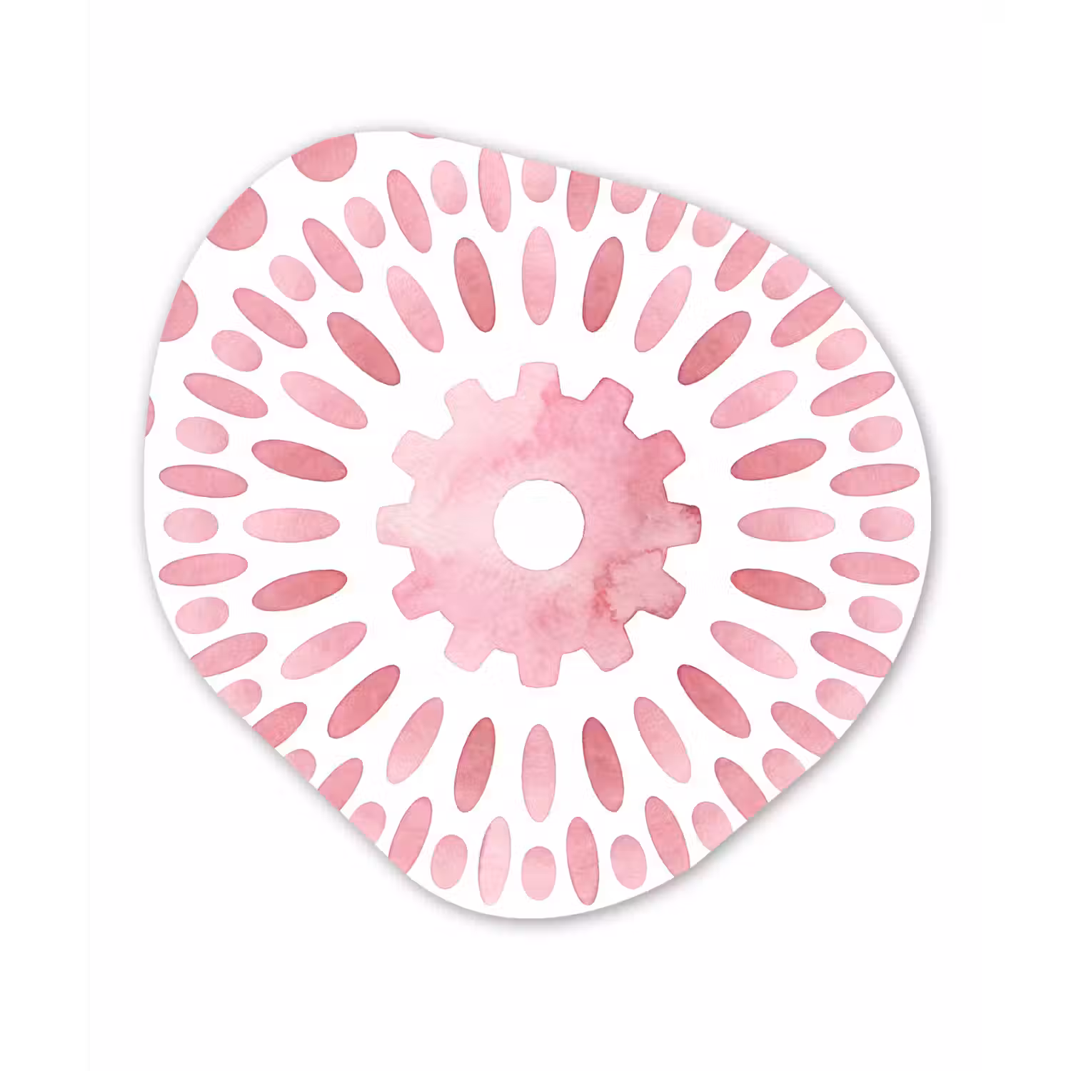 Abstract - Vormen - Patroon - Aquarel - Roze Wandcirkel Organisch Forex 3mm klein -3d