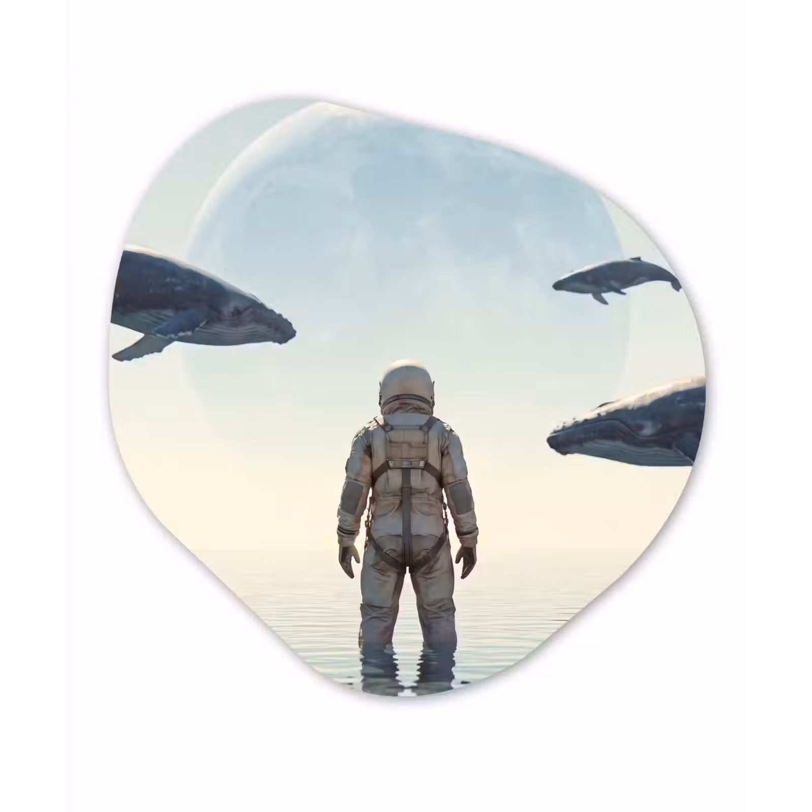 Organic - Forex - Astronaut - Whale - Fantasy - Ruimtevaarder - Walvis - Fantasie Wandcirkel Organisch Forex 3mm klein