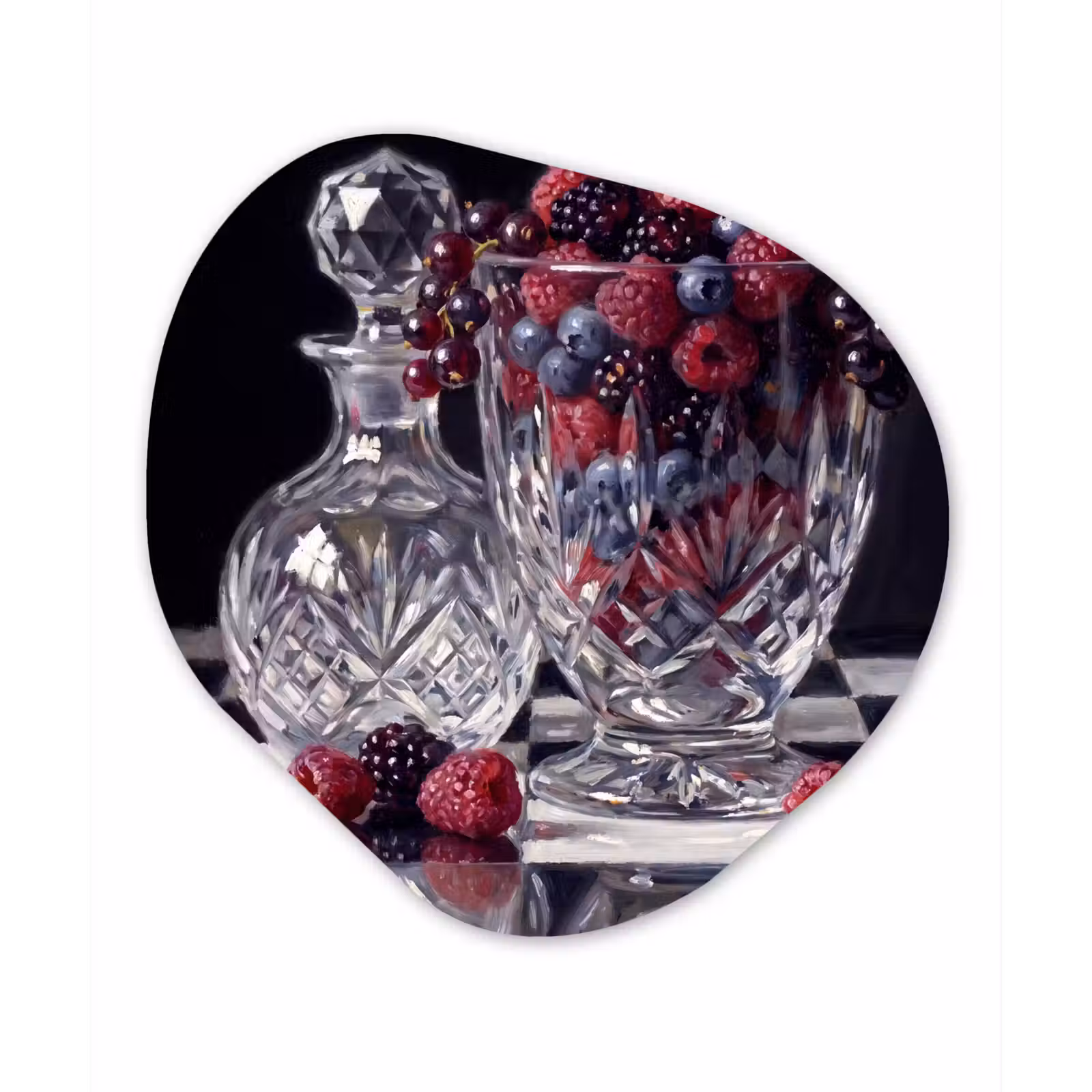Organic - Forex - Berries - Crystal - Still Life - Bessen - Kristal - Stilleven Wandcirkel Organisch Forex 3mm klein
