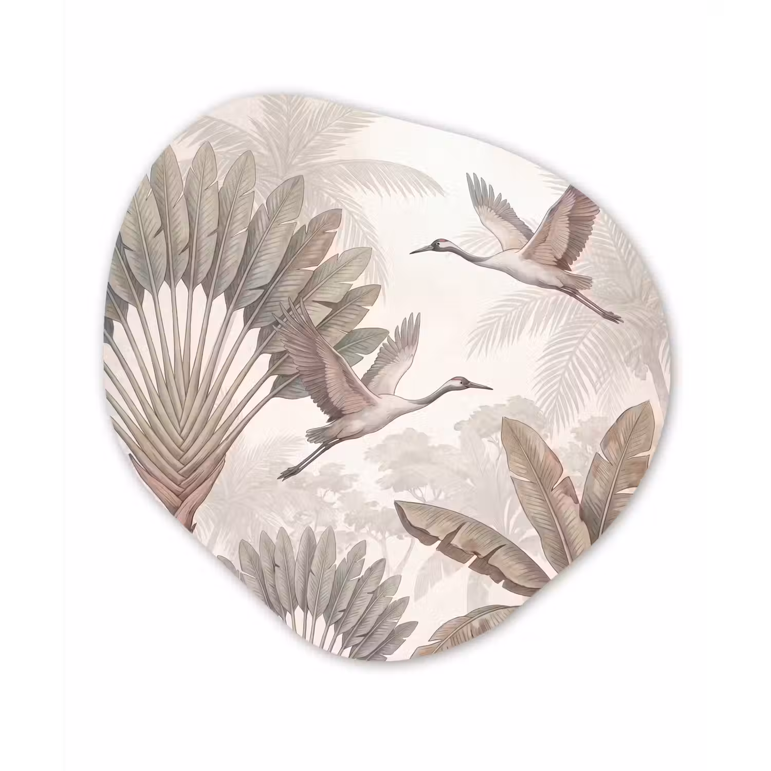 Vogel - Tropisch - Jungle - Natuur - Beige Wandcirkel Organisch Forex 3mm klein -3d