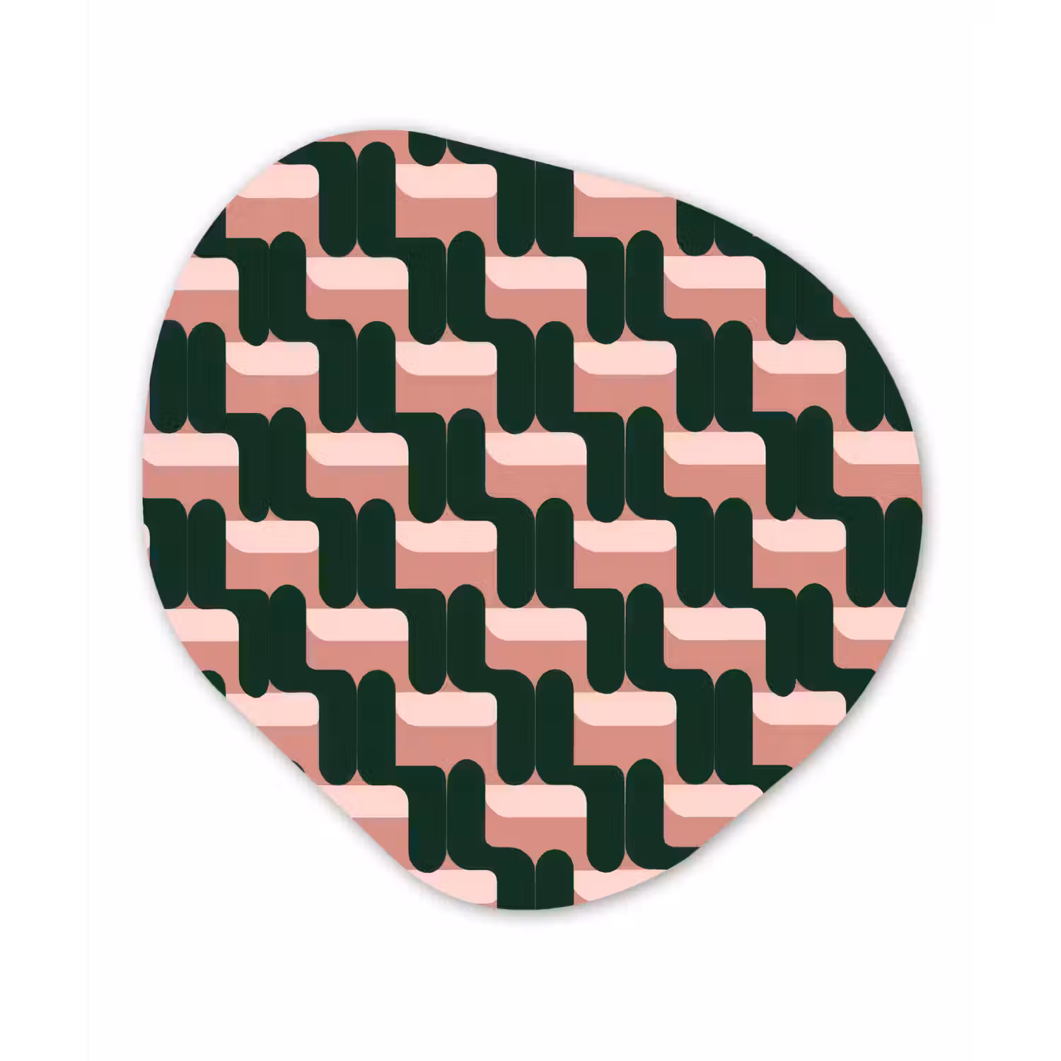 Vlechtpatroon - Groen - Roze - Geometrisch Wandcirkel Organisch Forex 3mm klein 629 -3d