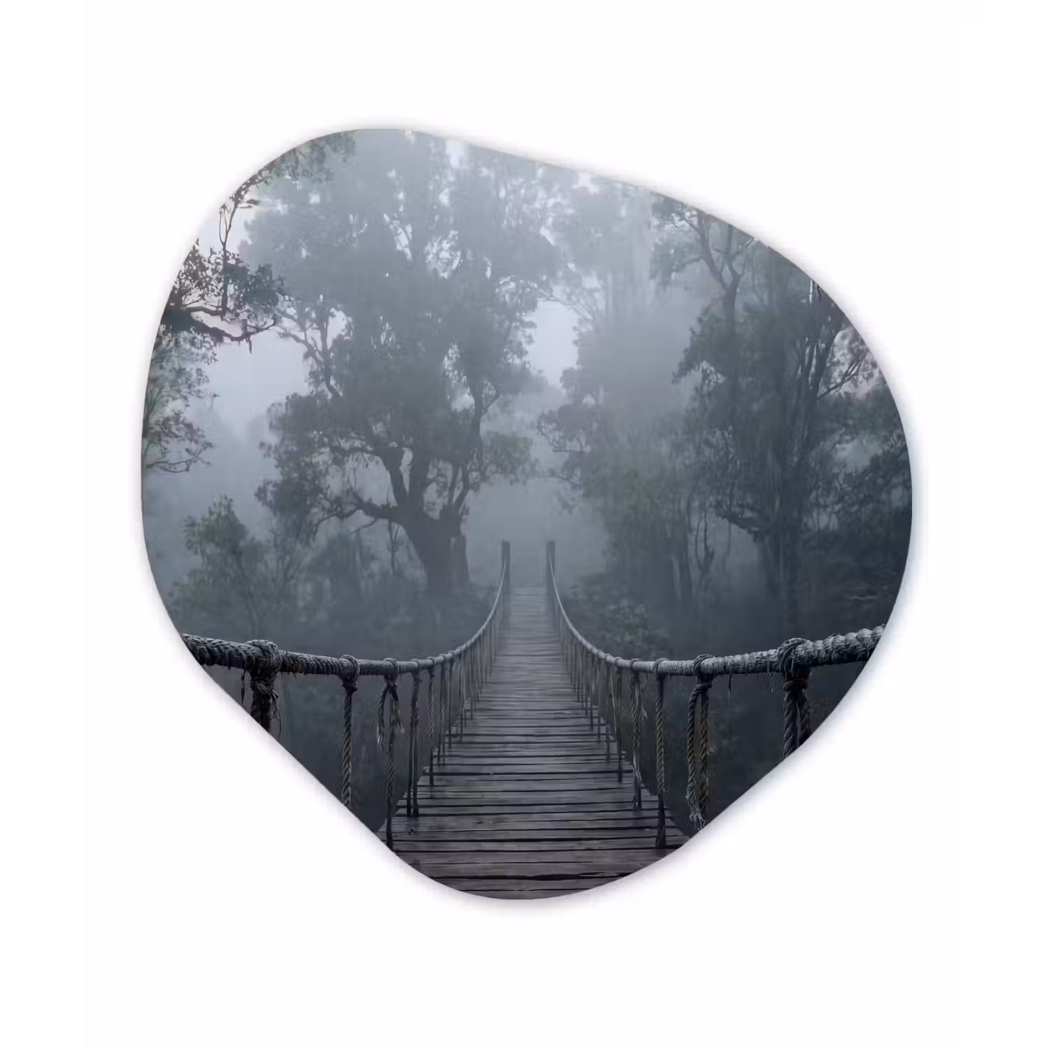 Brug - Jungle - Mist - Natuur Wandcirkel Organisch Forex 3mm klein -3d