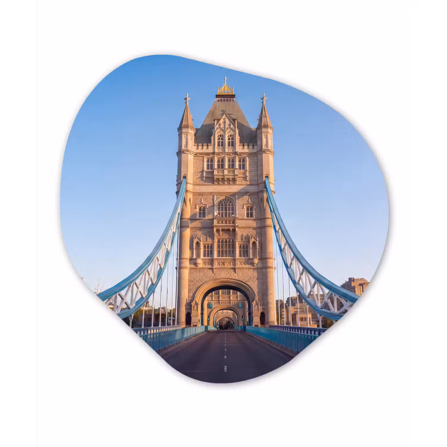 Brug - Toren - Architectuur - Klassiek - Blauw Wandcirkel Organisch Forex 3mm klein -3d
