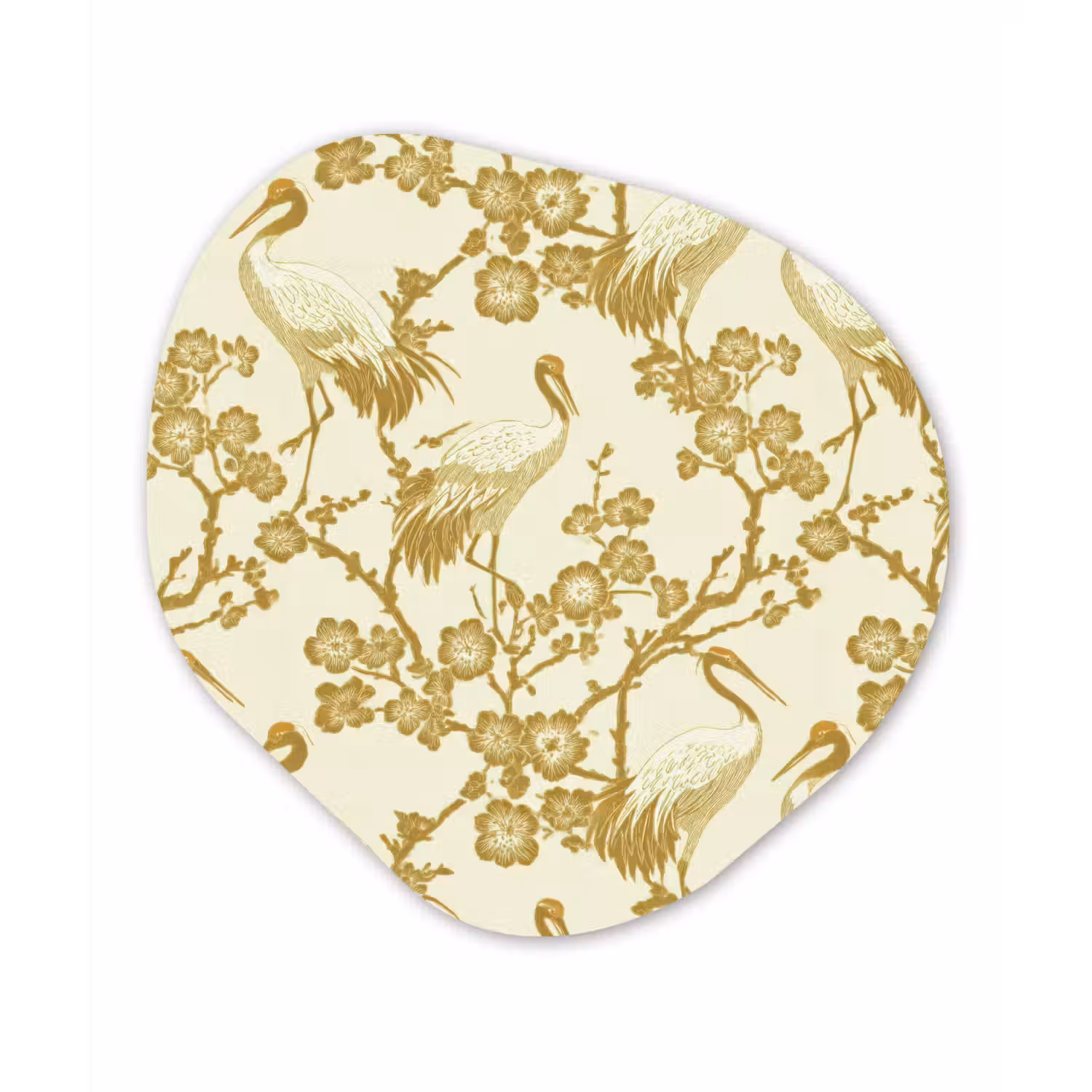 Kraanvogels - Kersenbloesem - Goud Wandcirkel Organisch Forex 3mm klein 629 -3d