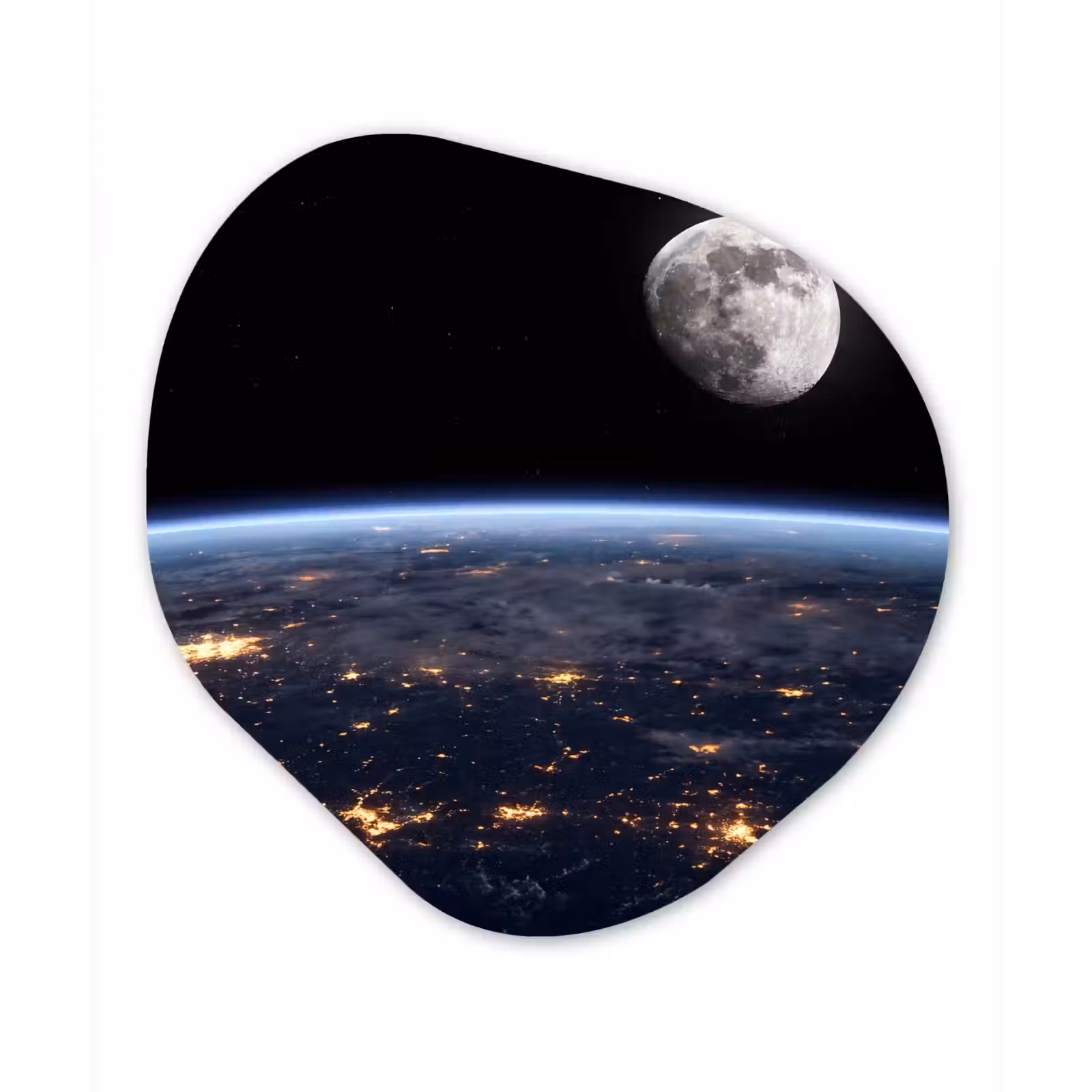 Organic - Forex - Earth - Night - Space - Aarde - Nacht - Ruimte Wandcirkel Organisch Forex 3mm klein