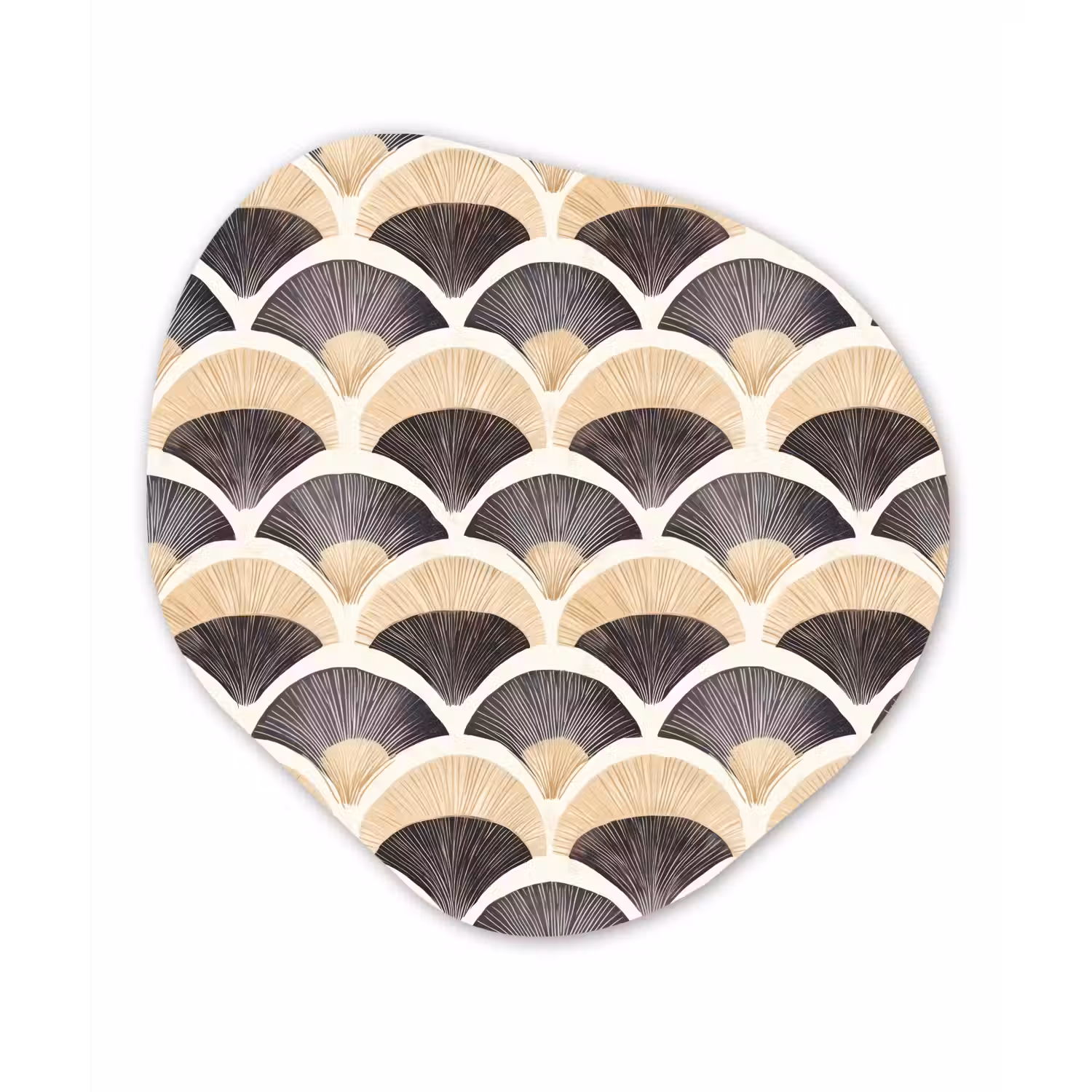 Waaier - Patroon - Zwart - Beige Wandcirkel Organisch Forex 3mm klein 629 -3d
