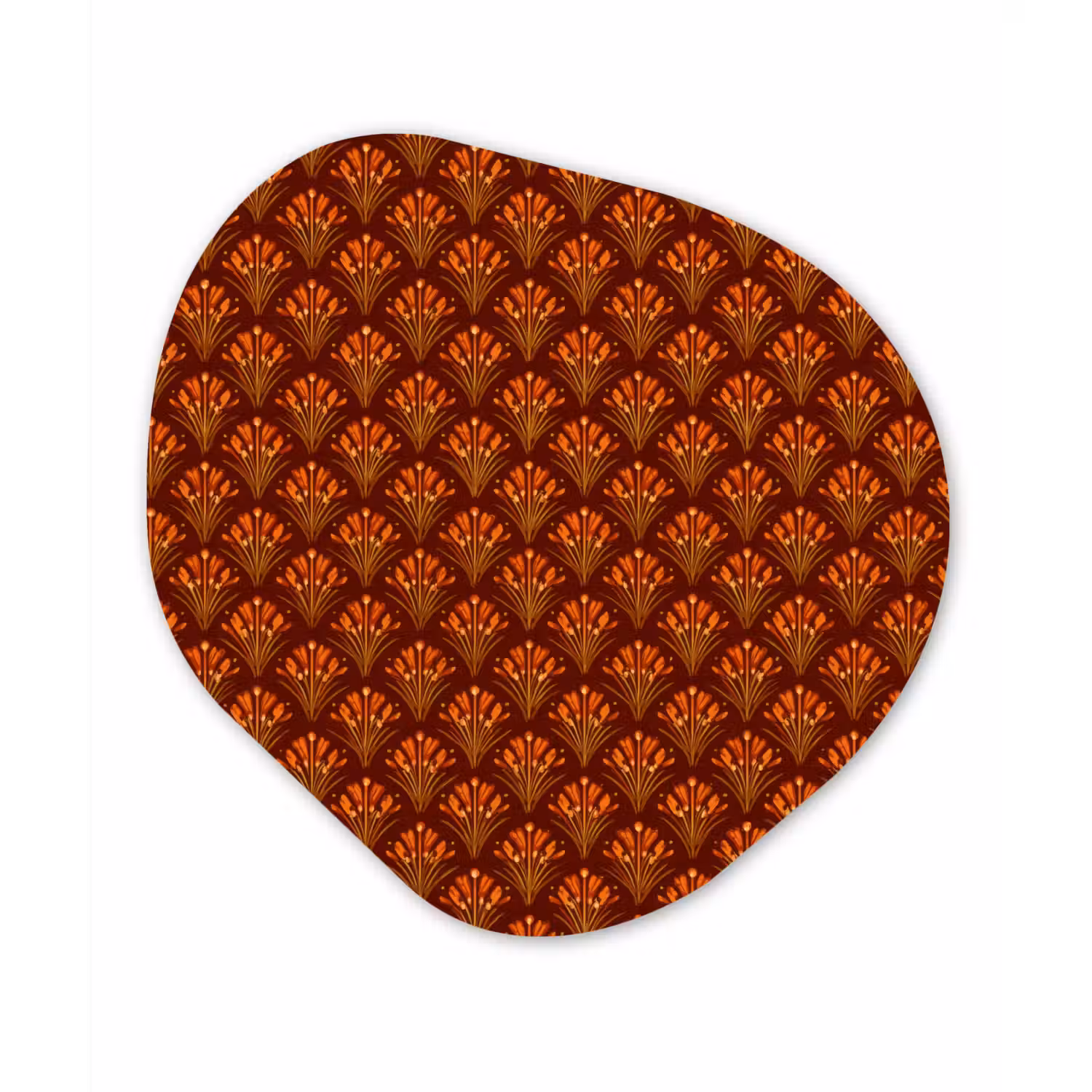 Waaiers - Art Deco - Botanisch - Roestbruin - Oranje Wandcirkel Organisch Forex 3mm klein 629 -3d