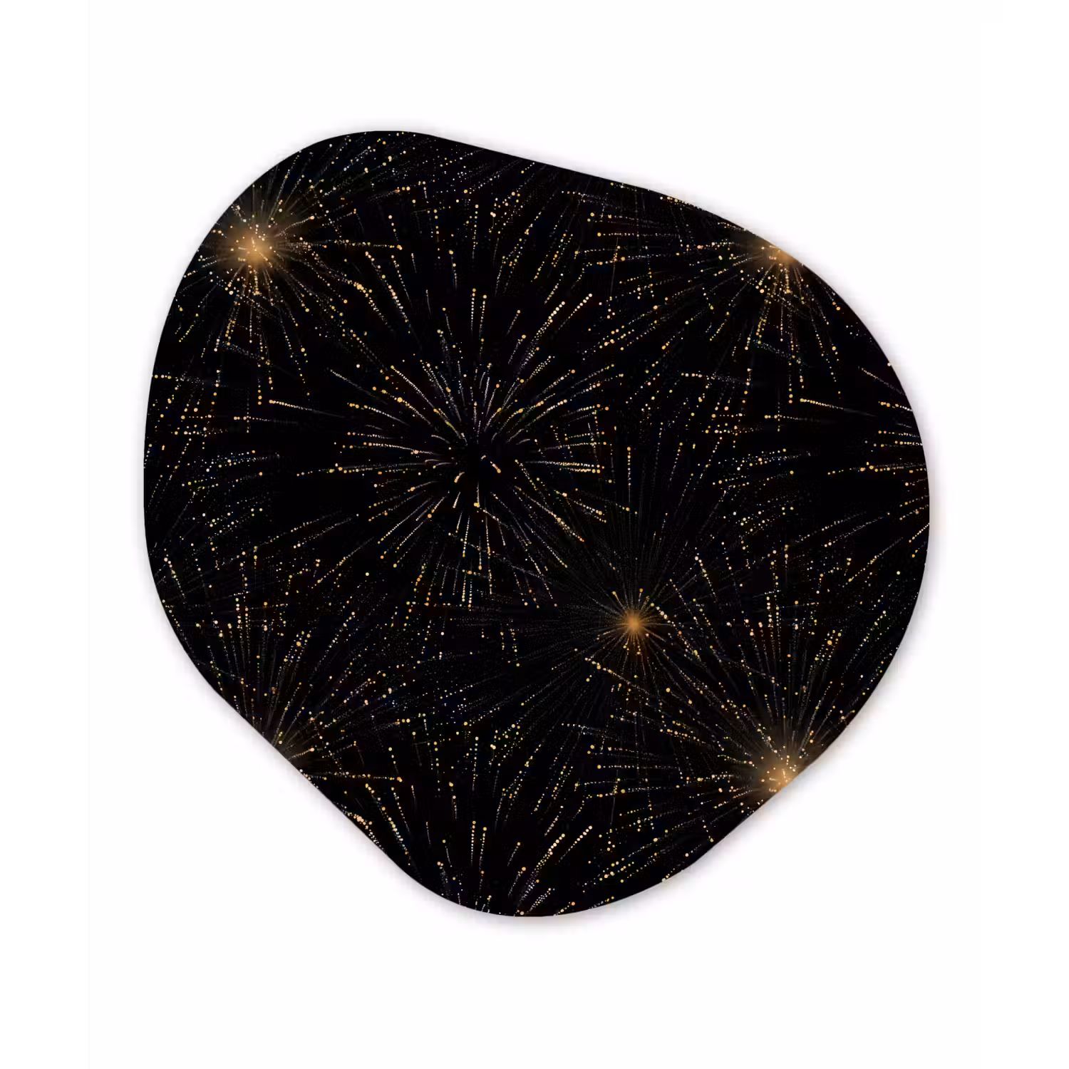 Vuurwerk - Patroon - Feestelijk - Goud - Zwart Wandcirkel Organisch Forex 3mm klein 629 -3d