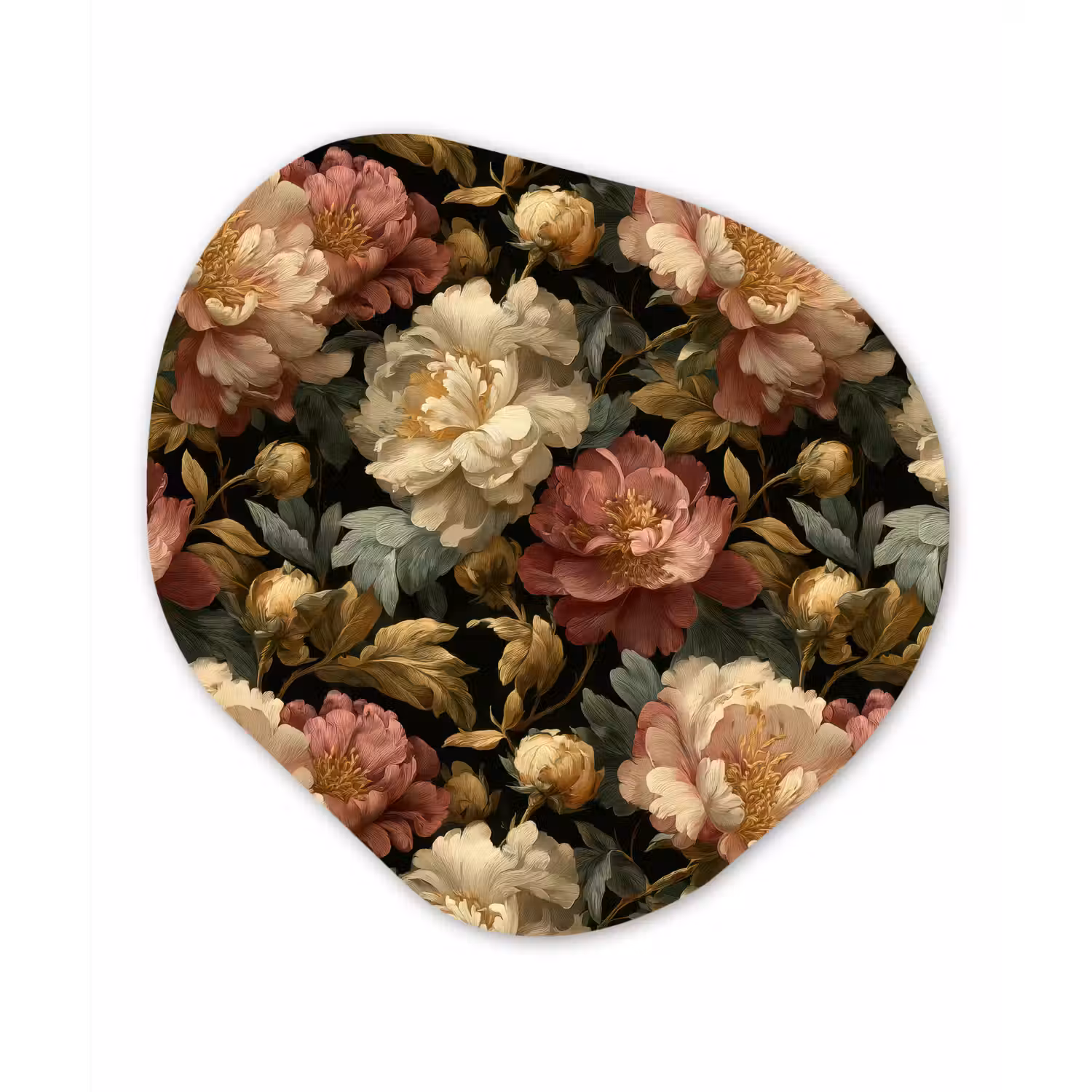 Bloemen - Barok - Patroon - Roze - Crème Wandcirkel Organisch Forex 3mm klein 629 -3d
