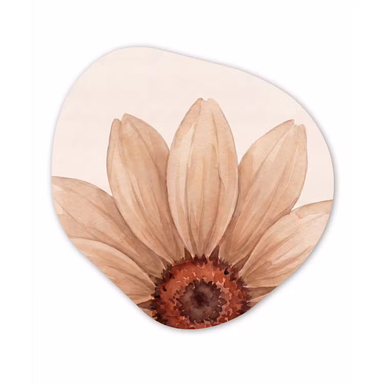 Bloemen - Bloemblad - Natuur - Aquarel - Beige Wandcirkel Organisch Forex 3mm klein -3d