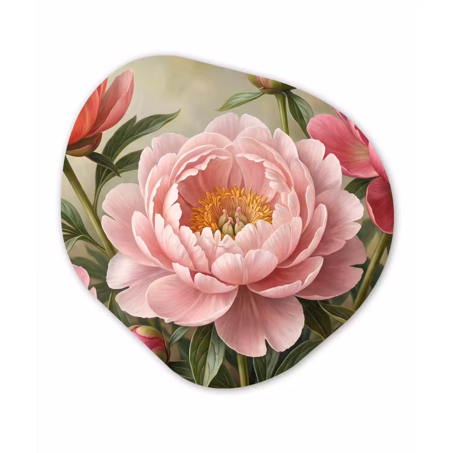 Bloemen - Roze - Klassiek - Gedetailleerd - Natuur Wandcirkel Organisch Forex 3mm klein -3d