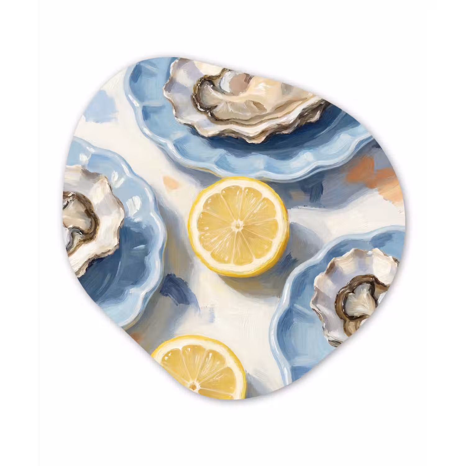 Eten - Oesters - Citroenen - Modern - Geel Wandcirkel Organisch Forex 3mm klein -3d