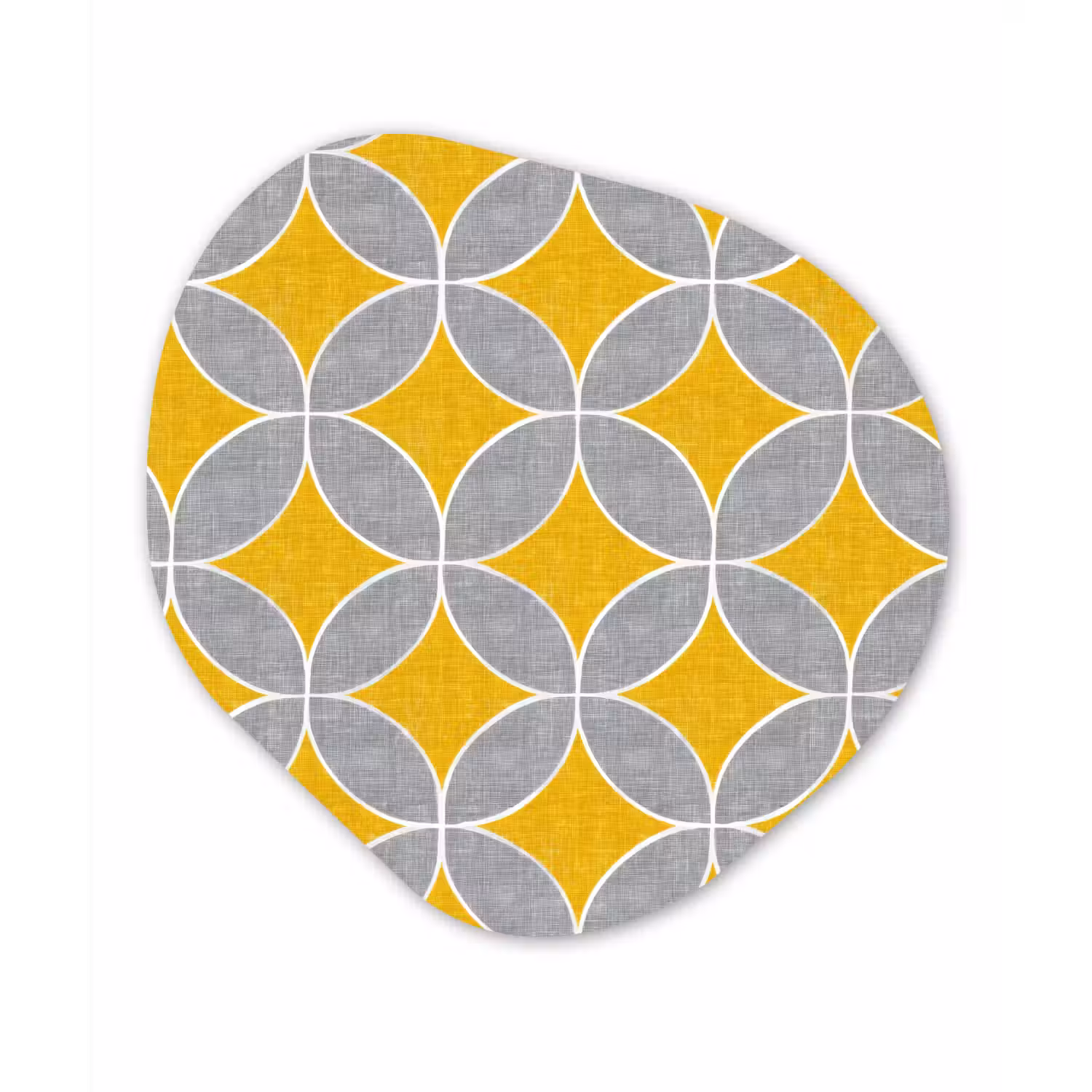 Geometrisch - Cirkels - Textuur - Grijs - Geel Wandcirkel Organisch Forex 3mm klein 629 -3d