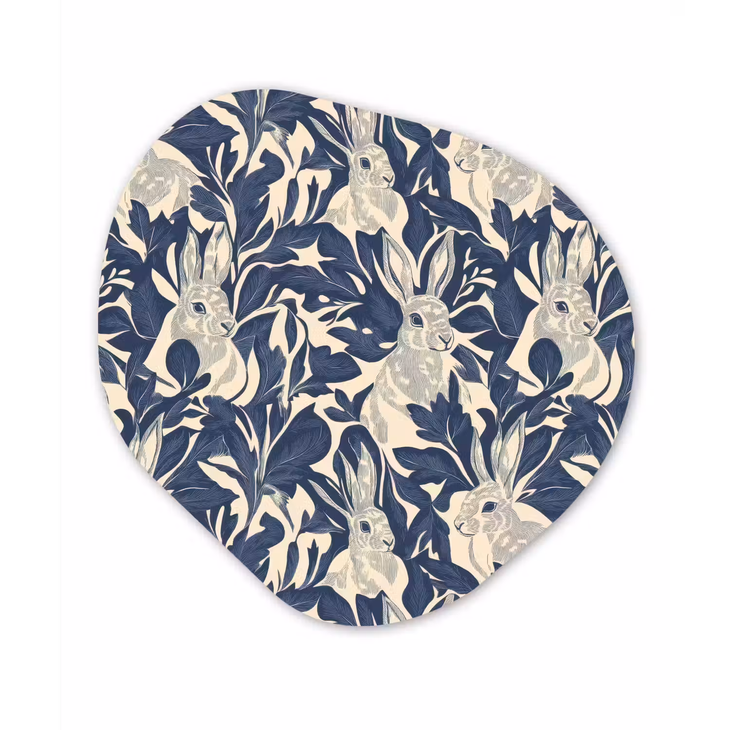 Hazen - Bladeren - Patroon - Blauw - Beige Wandcirkel Organisch Forex 3mm klein 629 -3d