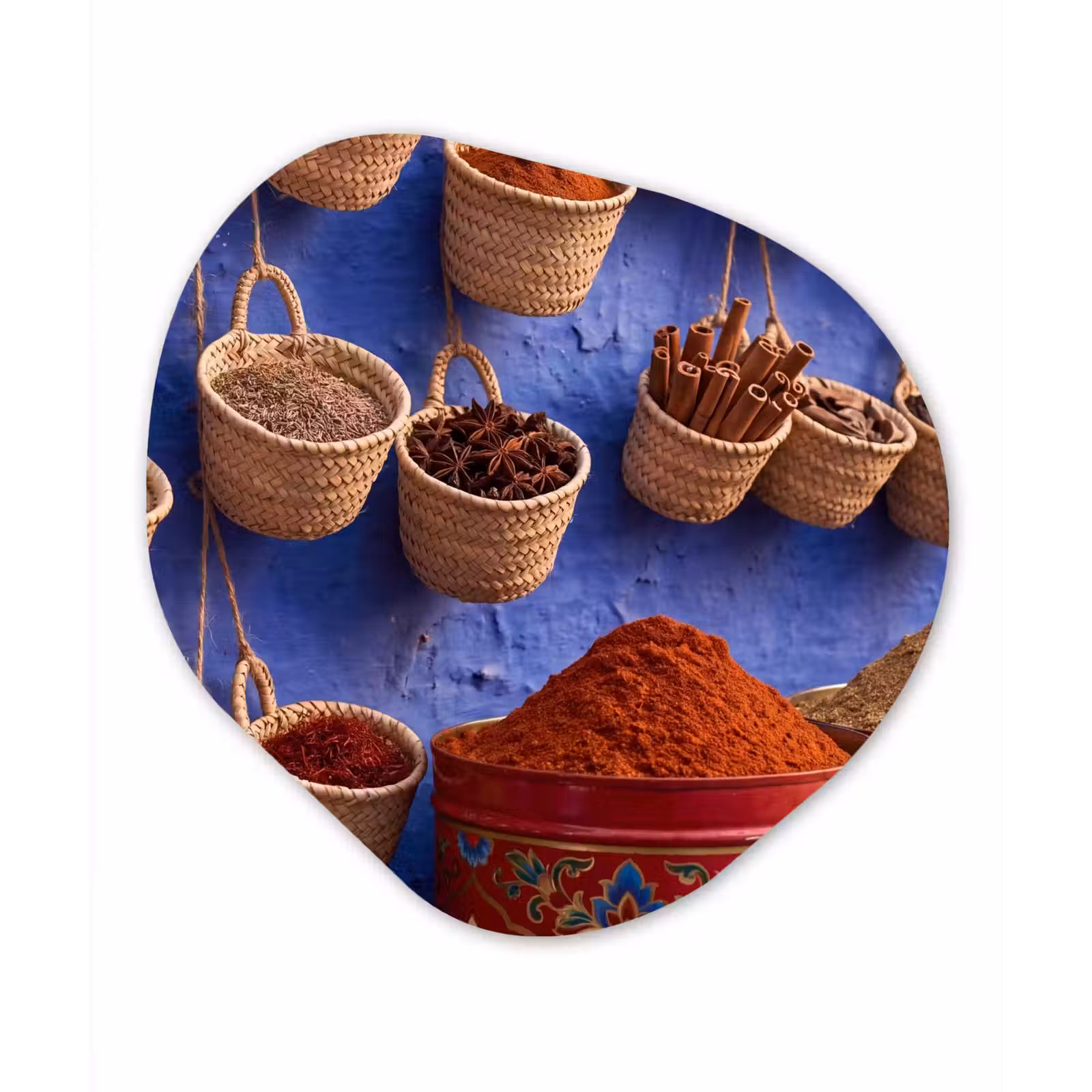 Organic - Forex - Herbs - Baskets - Market - Kruiden - Manden - Markt Wandcirkel Organisch Forex 3mm klein