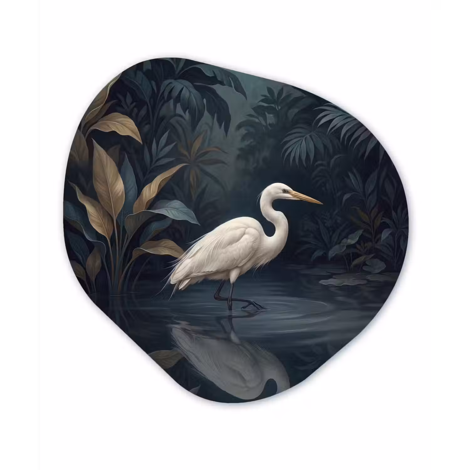Reiger - Water - Natuur - Modern - Wit Wandcirkel Organisch Forex 3mm klein -3d