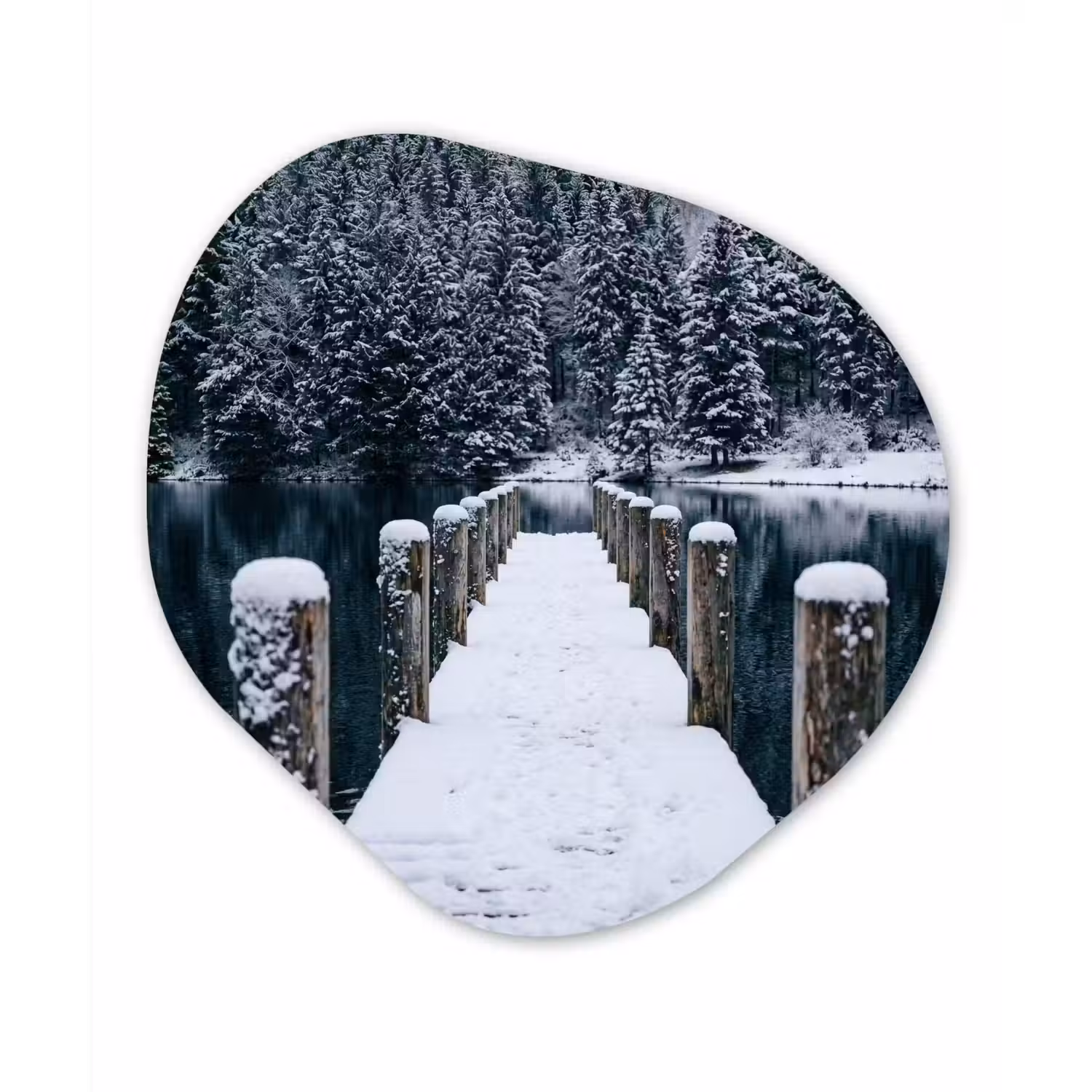 Steiger - Meer - Sneeuw - Bergen - Rustgevend Wandcirkel Organisch Forex 3mm klein -3d