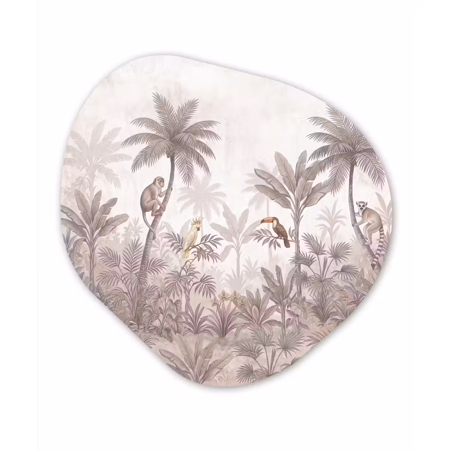 Jungle - Dieren - Palmbomen Wandcirkel Organisch Forex 3mm klein -3d