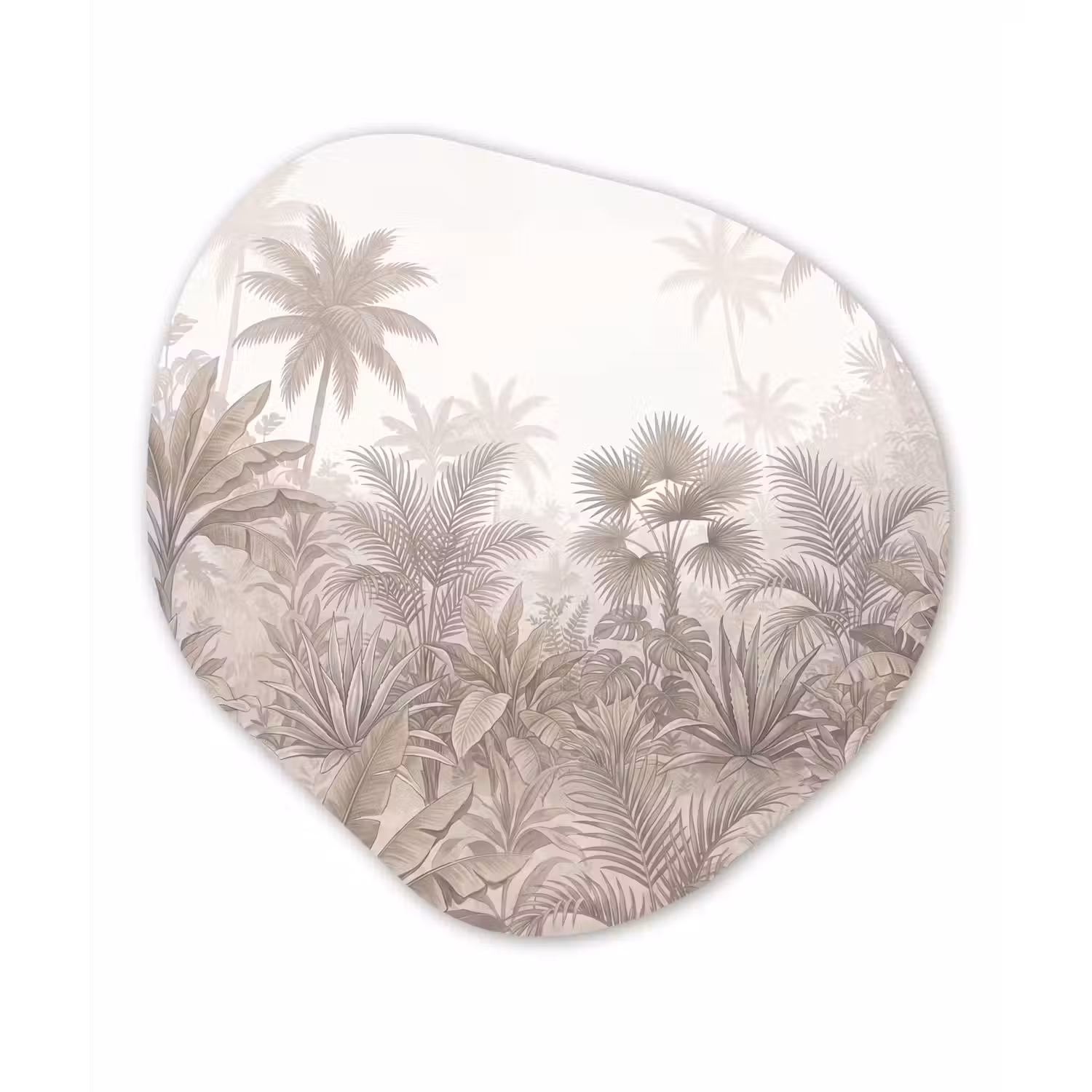 Jungle - Tropisch - Natuur -Vintage - Beige Wandcirkel Organisch Forex 3mm klein -3d