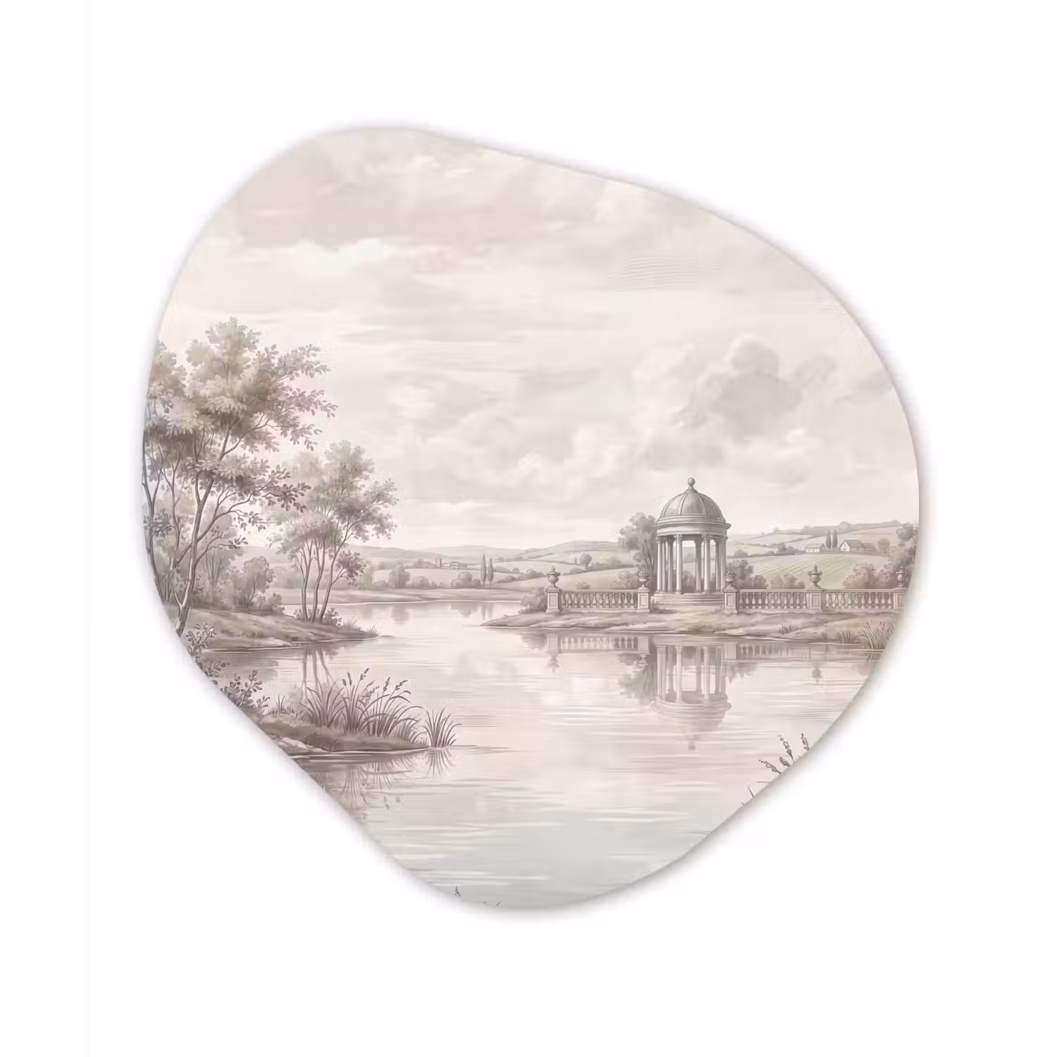 Landschap - Water - Natuur - Sepia Wandcirkel Organisch Forex 3mm klein -3d