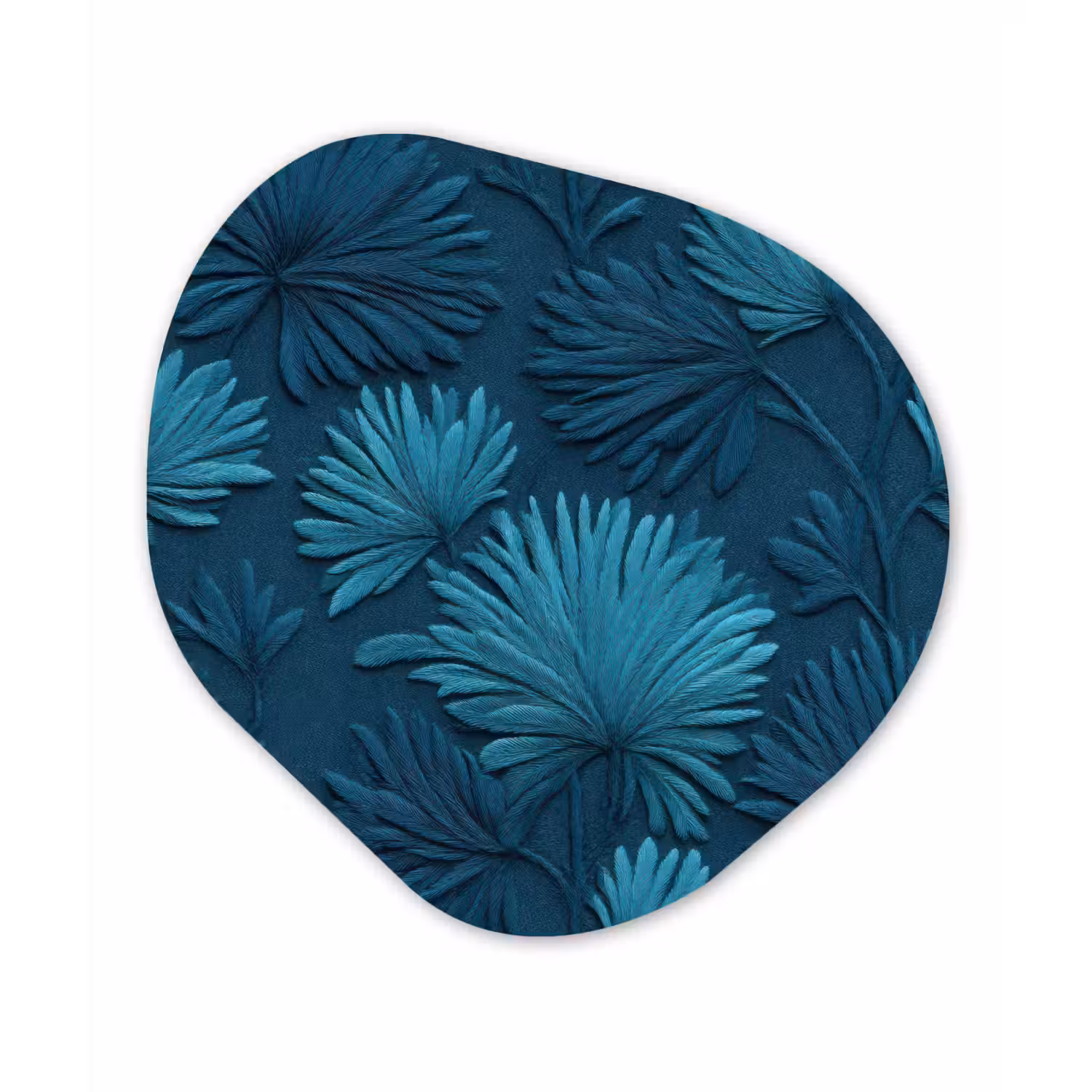 Bladeren - Reliëf - Patroon - Oceaanblauw - Modern Wandcirkel Organisch Forex 3mm klein 629 -3d