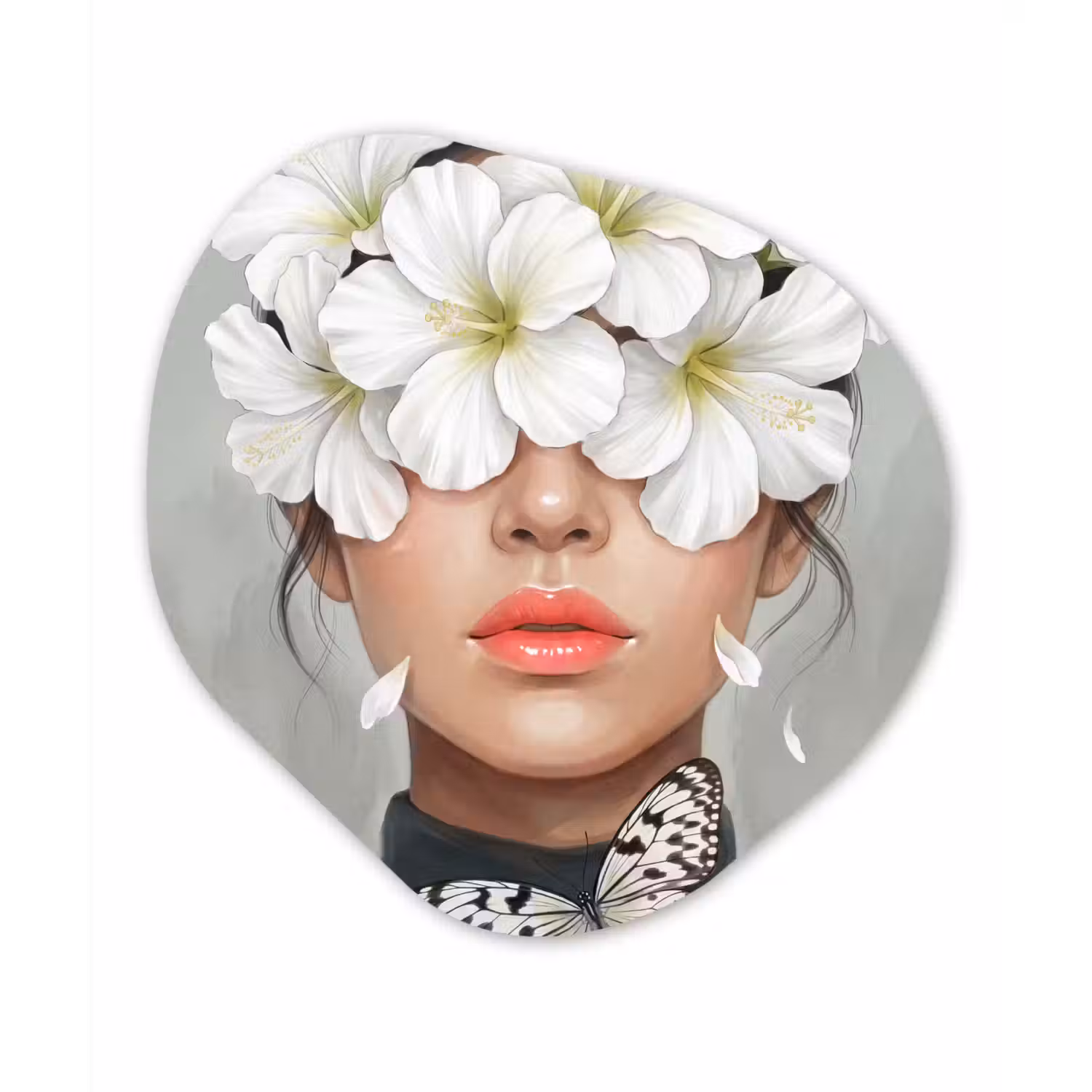 Lelies - Portret - Wit Wandcirkel Organisch Forex 3mm klein -3d