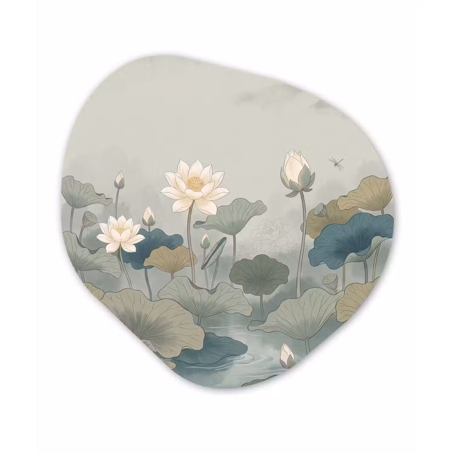 Lotus - Bloemen - Groen Wandcirkel Organisch Forex 3mm klein -3d