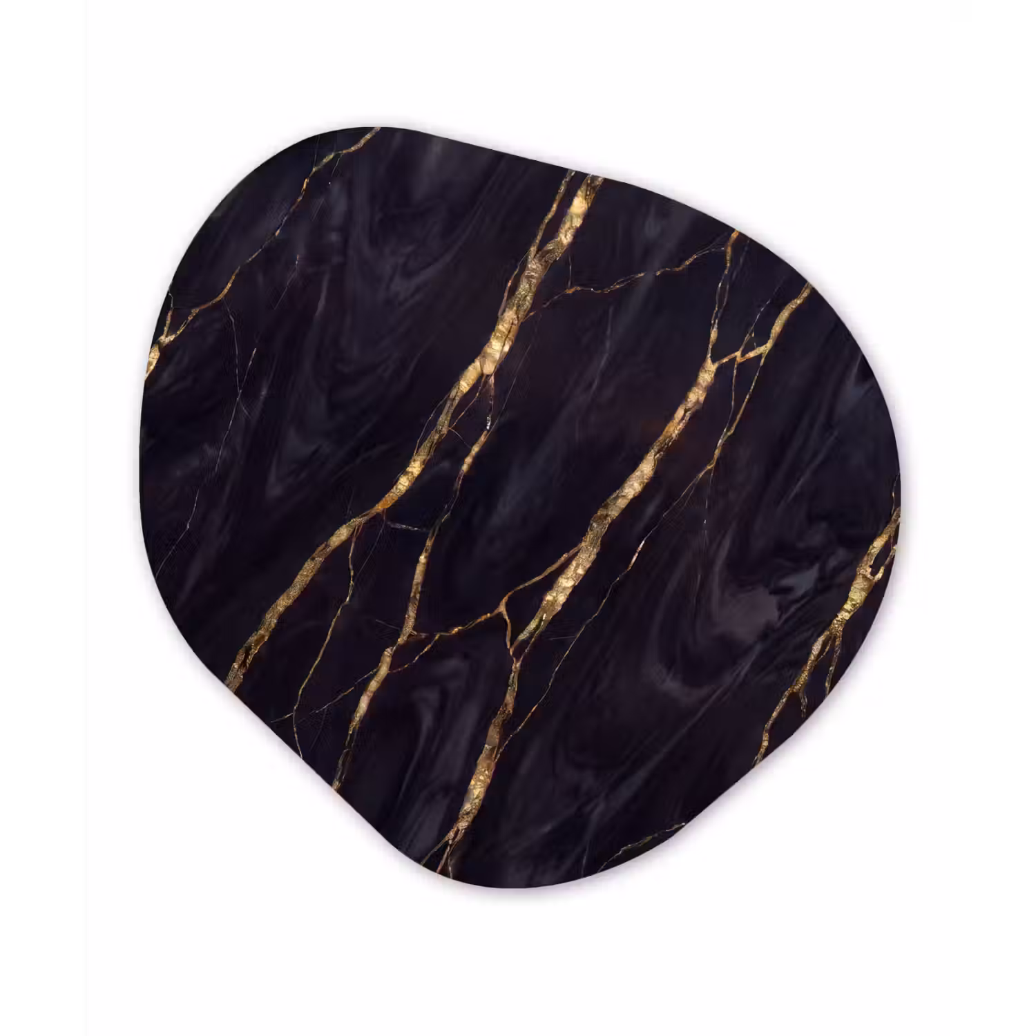 Marmer - Gouden aders - Abstract - Zwart Wandcirkel Organisch Forex 3mm klein -3d