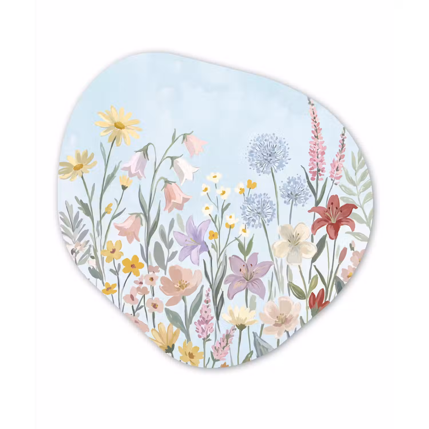 Weidebloemen - Illustratie - Kleurrijk Wandcirkel Organisch Forex 3mm klein -3d