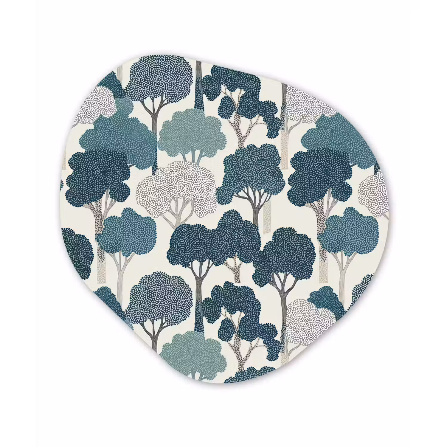 Modern - Bomen - Bos - Patroon - Blauw Wandcirkel Organisch Forex 3mm klein 629 -3d
