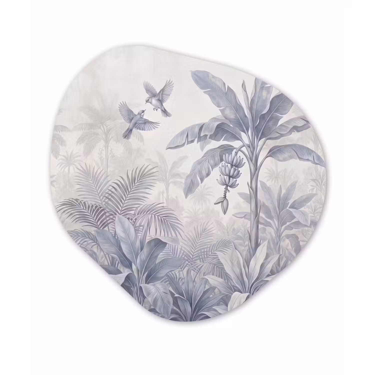 Natuur - Vogel - Jungle - Illustratie - Blauw Wandcirkel Organisch Forex 3mm klein -3d