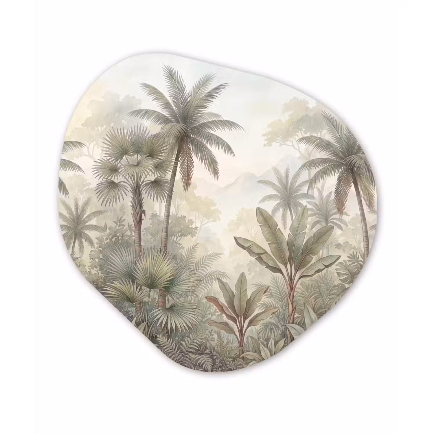 Natuur - Tropisch bos - Landschap - Aquarel - Groen Wandcirkel Organisch Forex 3mm klein -3d