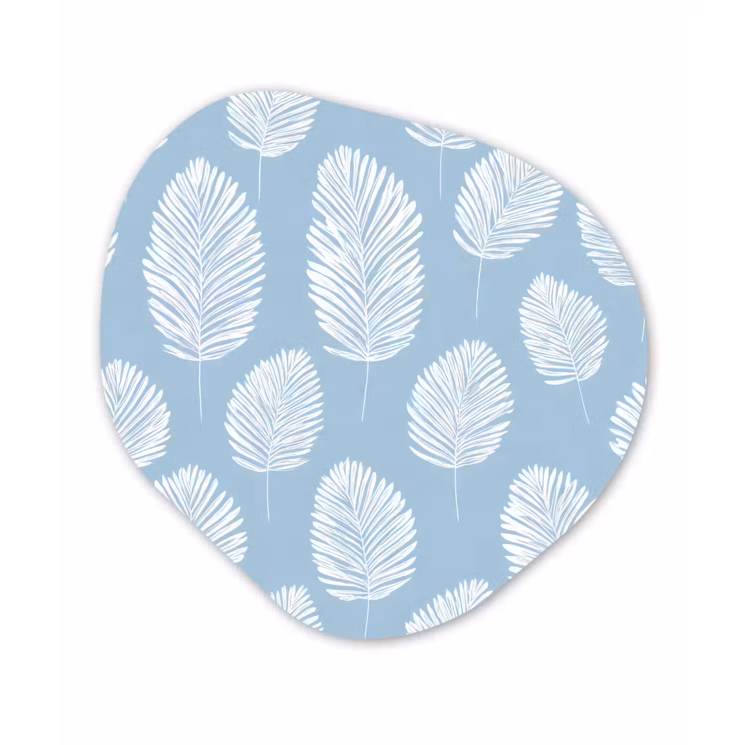Palmbladeren - Naadloos - Patroon - Pastelblauw Wandcirkel Organisch Forex 3mm klein 629 -3d